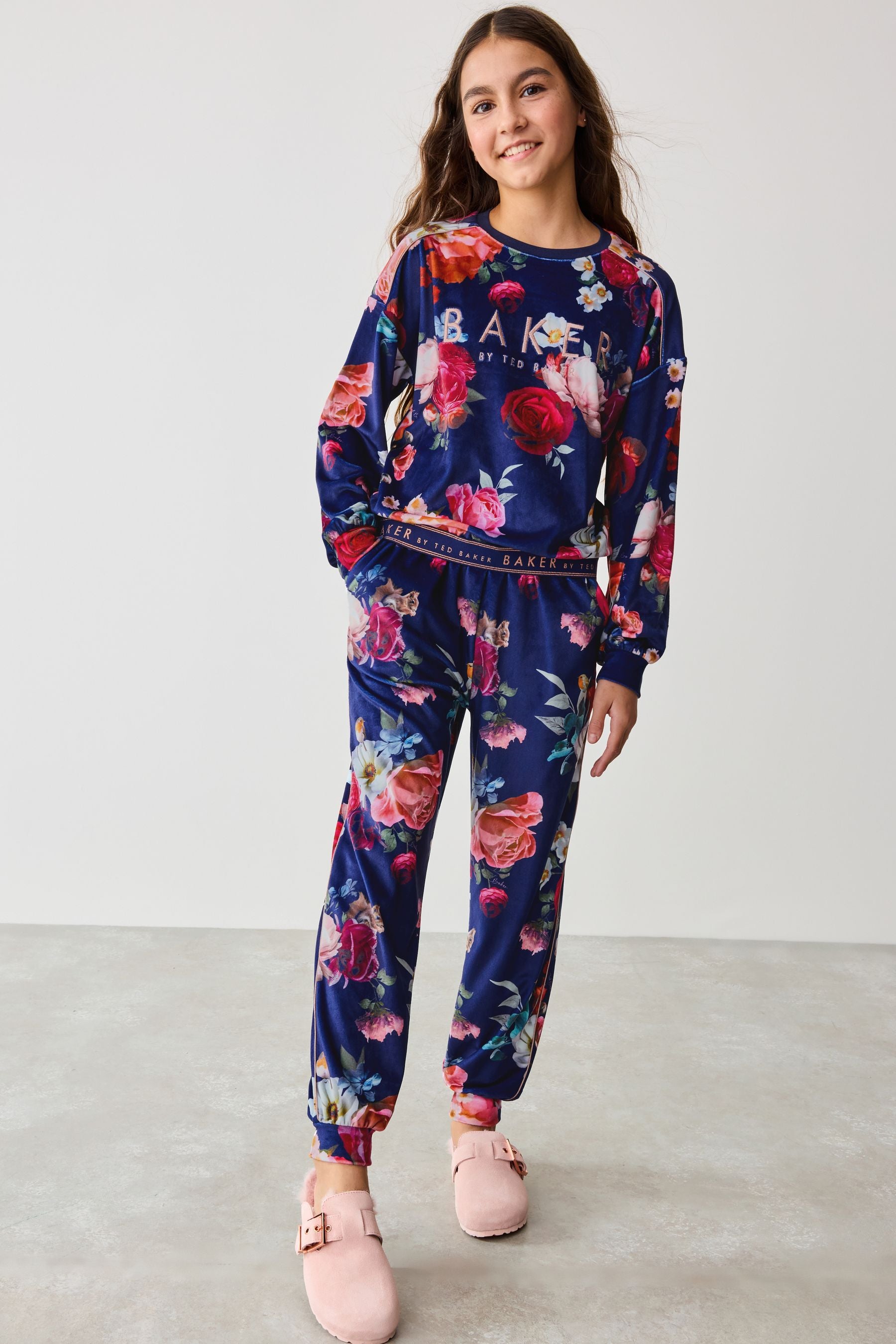 Baker by Ted Baker Navy Floral Cosy Fleece Pyjamas Set