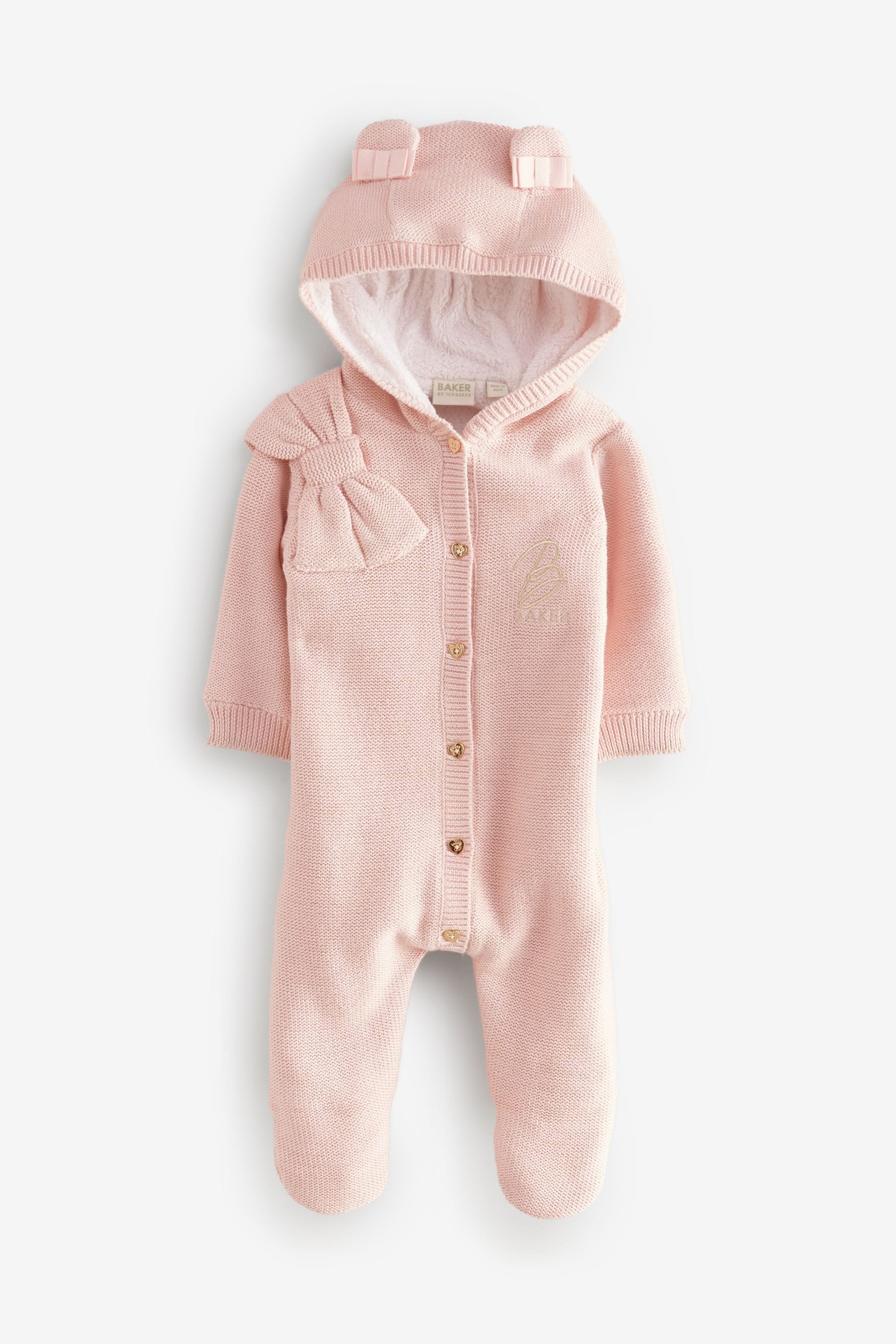 Baker by Ted Baker Pink Knitted Fleece Pramsuit