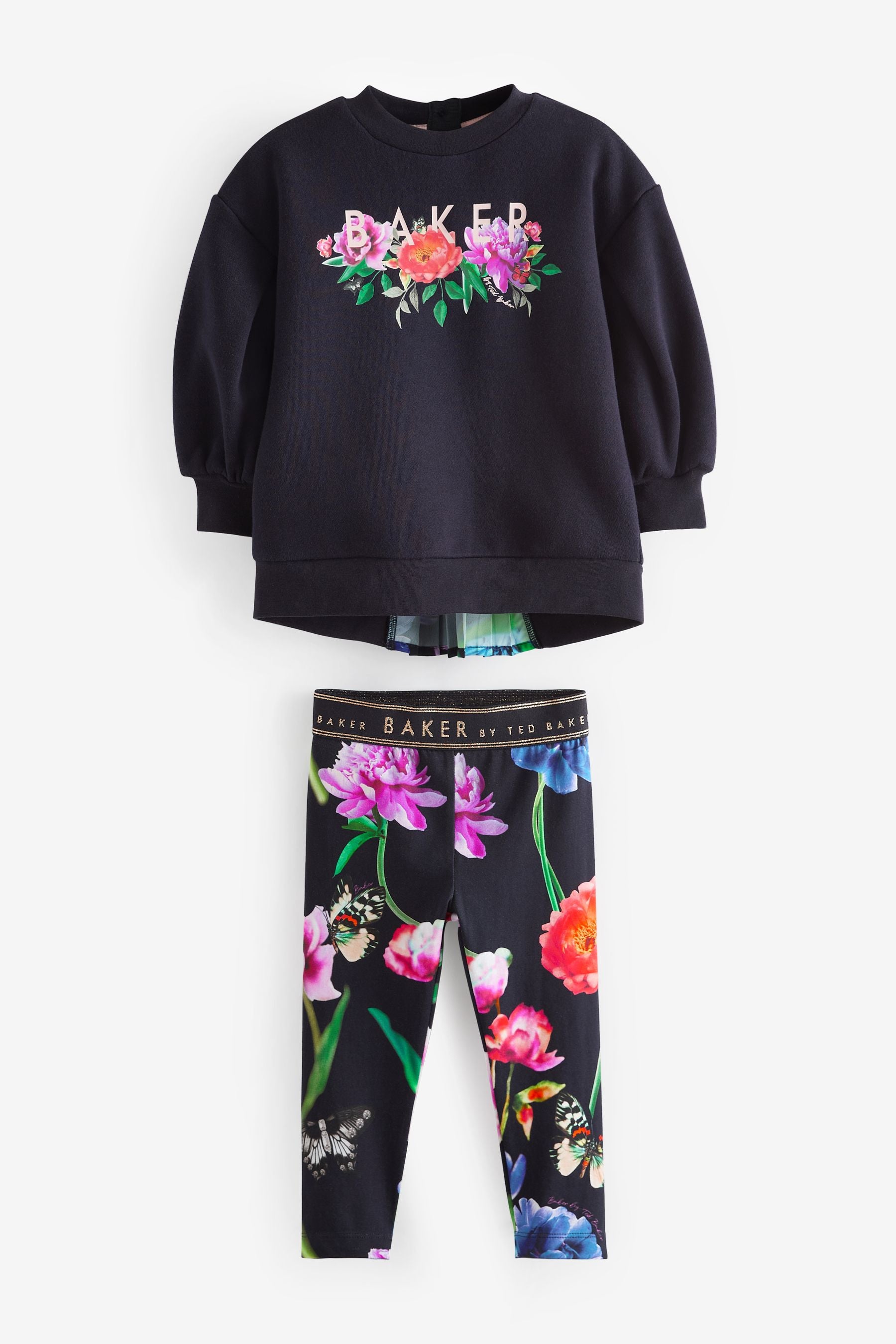 Baker by Ted Baker Navy Floral Pleated Back Sweat & Leggings Set