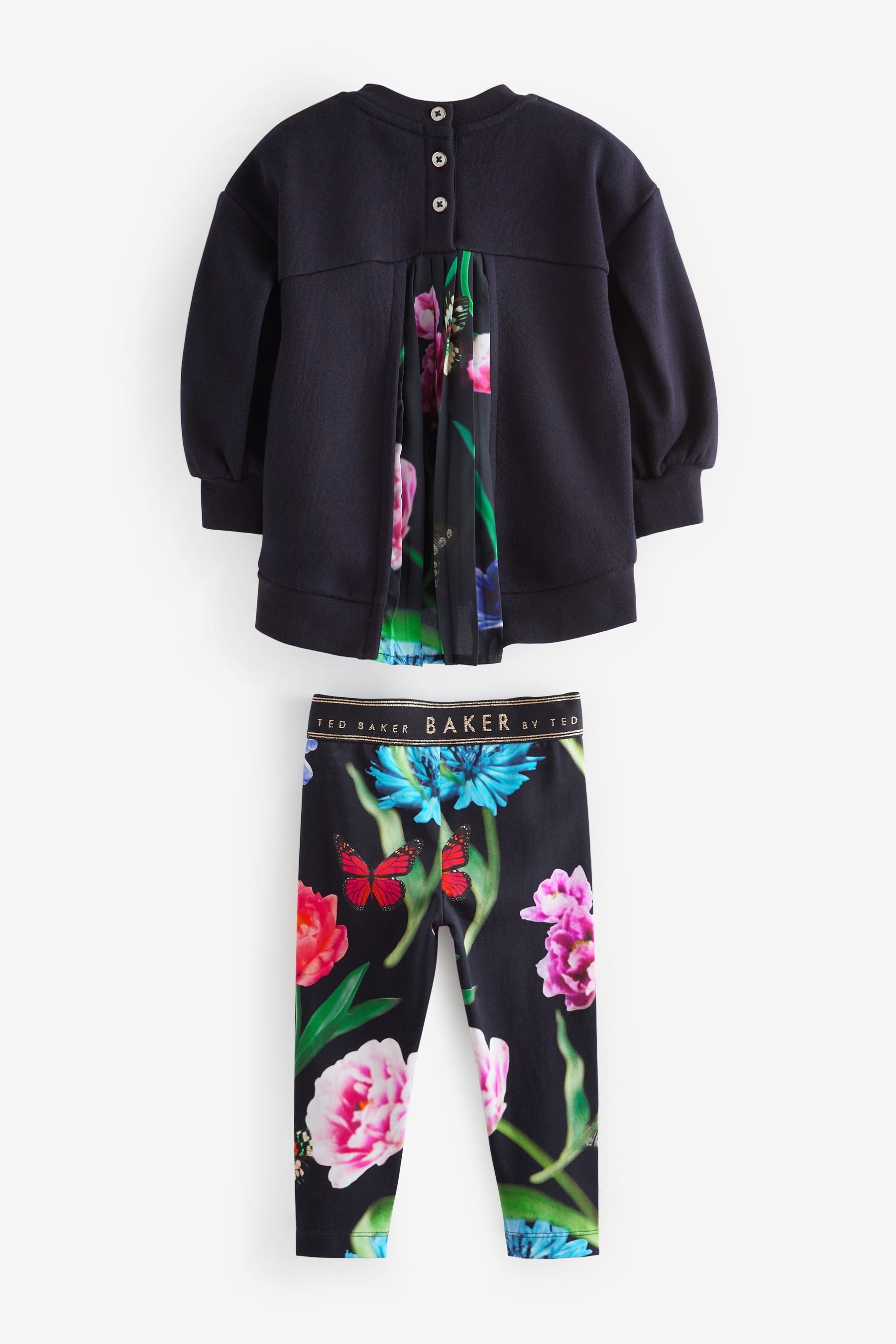 Baker by Ted Baker Navy Floral Pleated Back Sweat & Leggings Set