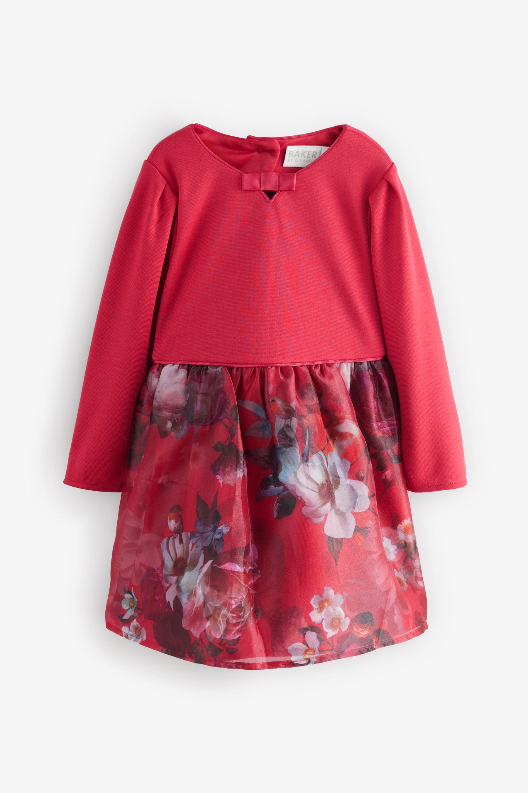 Baker by Ted Baker Red Organza Skirt Bow Detail Dress