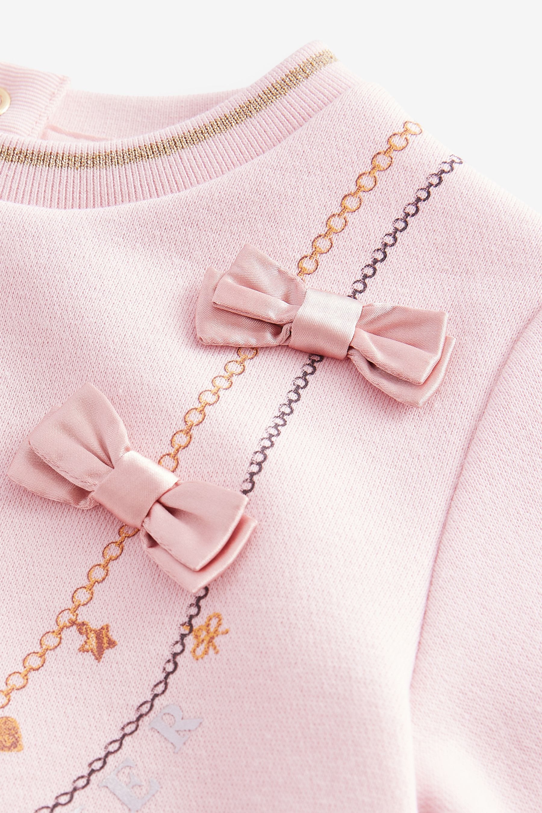 Baker by Ted Baker Pink Bag Graphic Bow Detail Dress