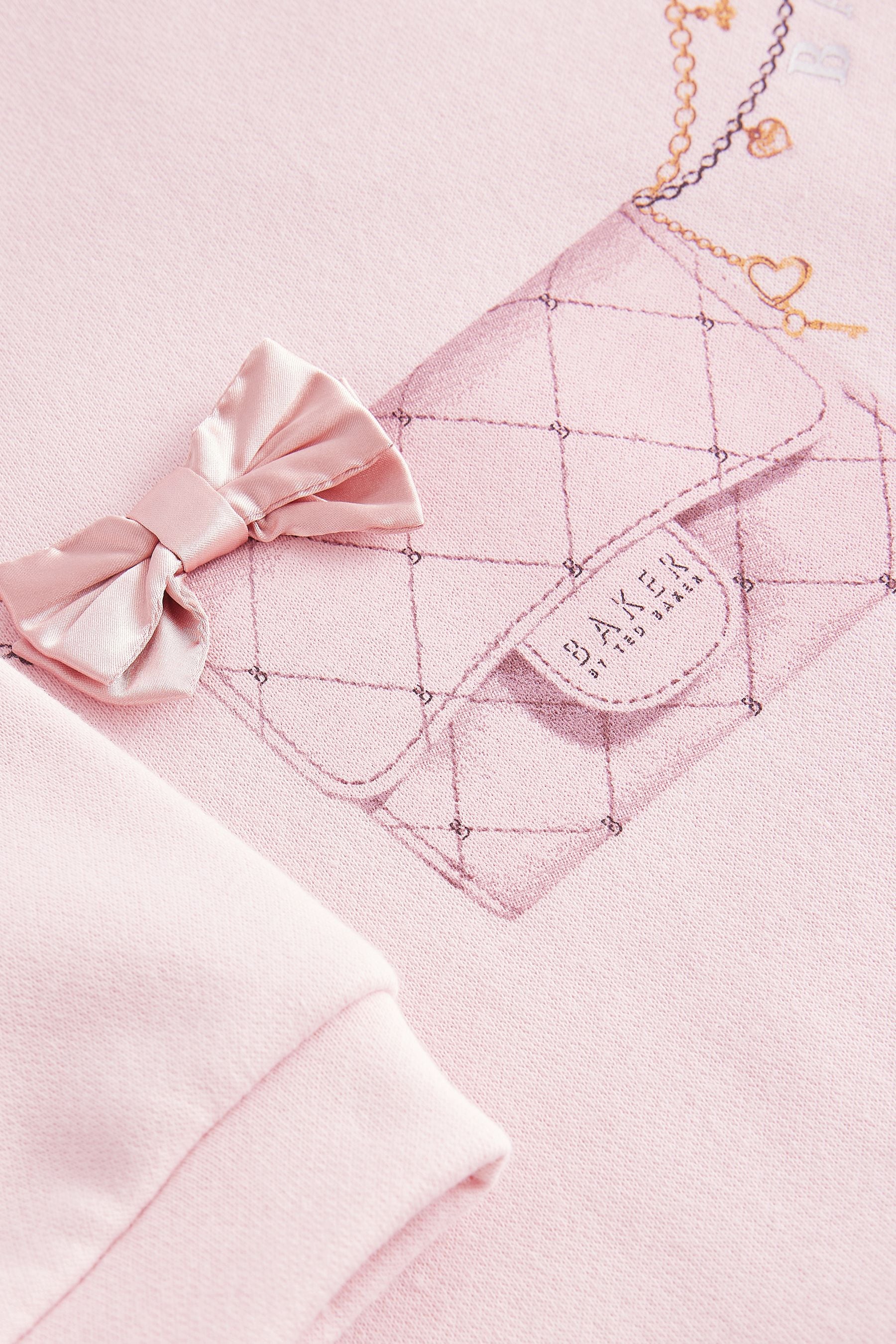 Baker by Ted Baker Pink Bag Graphic Bow Detail Dress