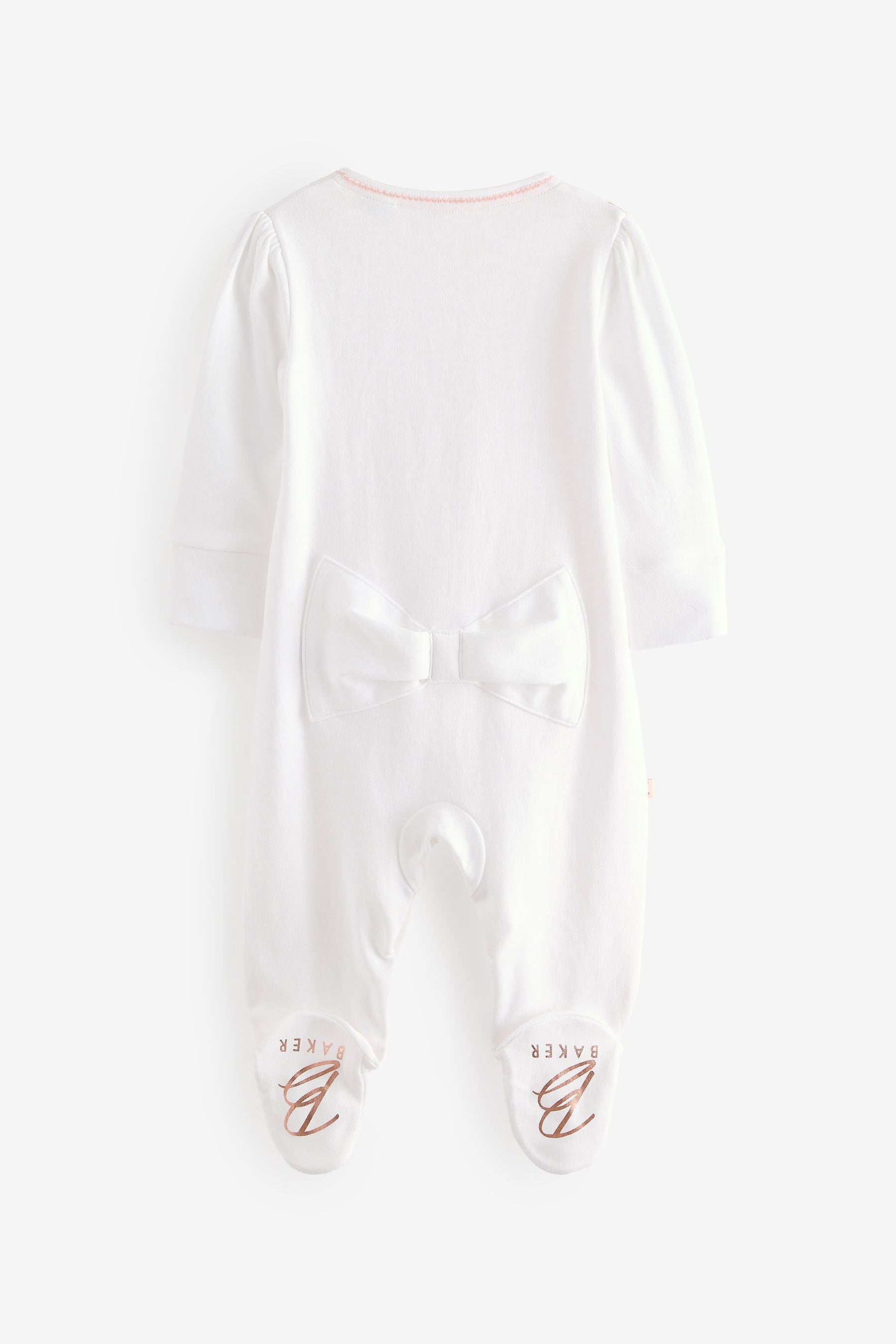 Baker by Ted Baker Born In 2025 100% Cotton White Sleepsuit