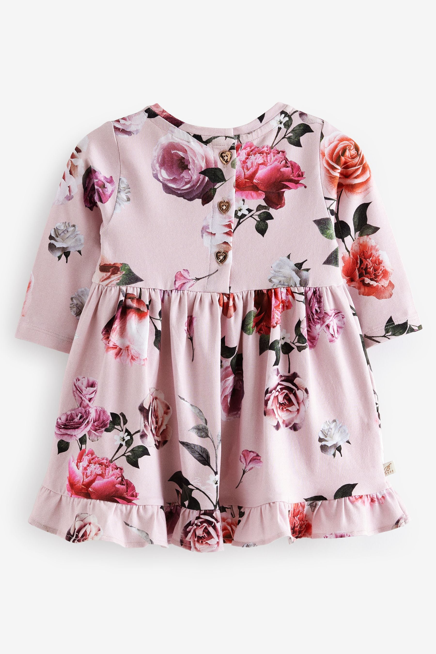 Baker by Ted Baker Pink Floral Print Ruffle Frill Hem Dress