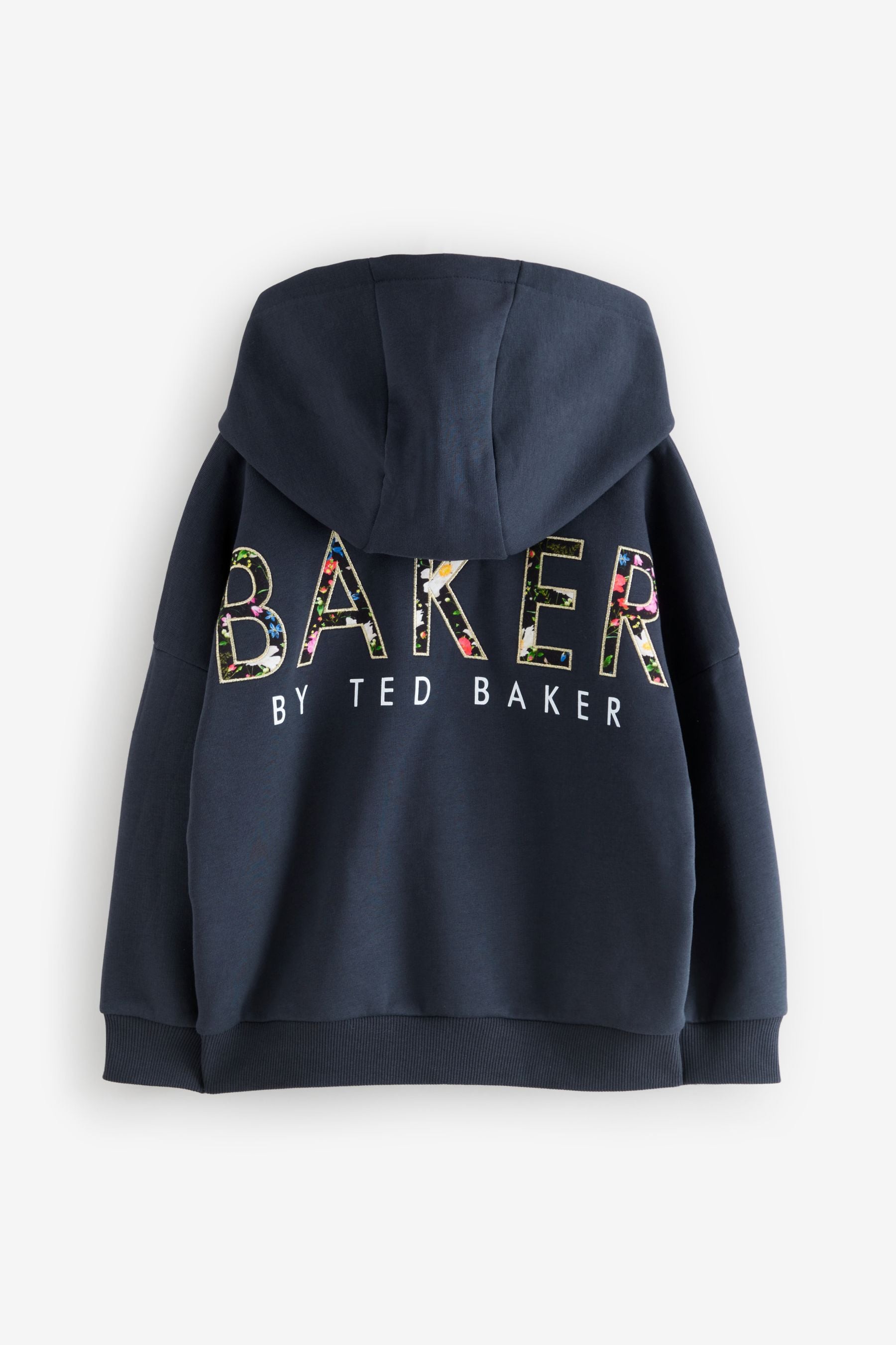 Baker by Ted Baker Navy Back Floral Print Logo Hoodie