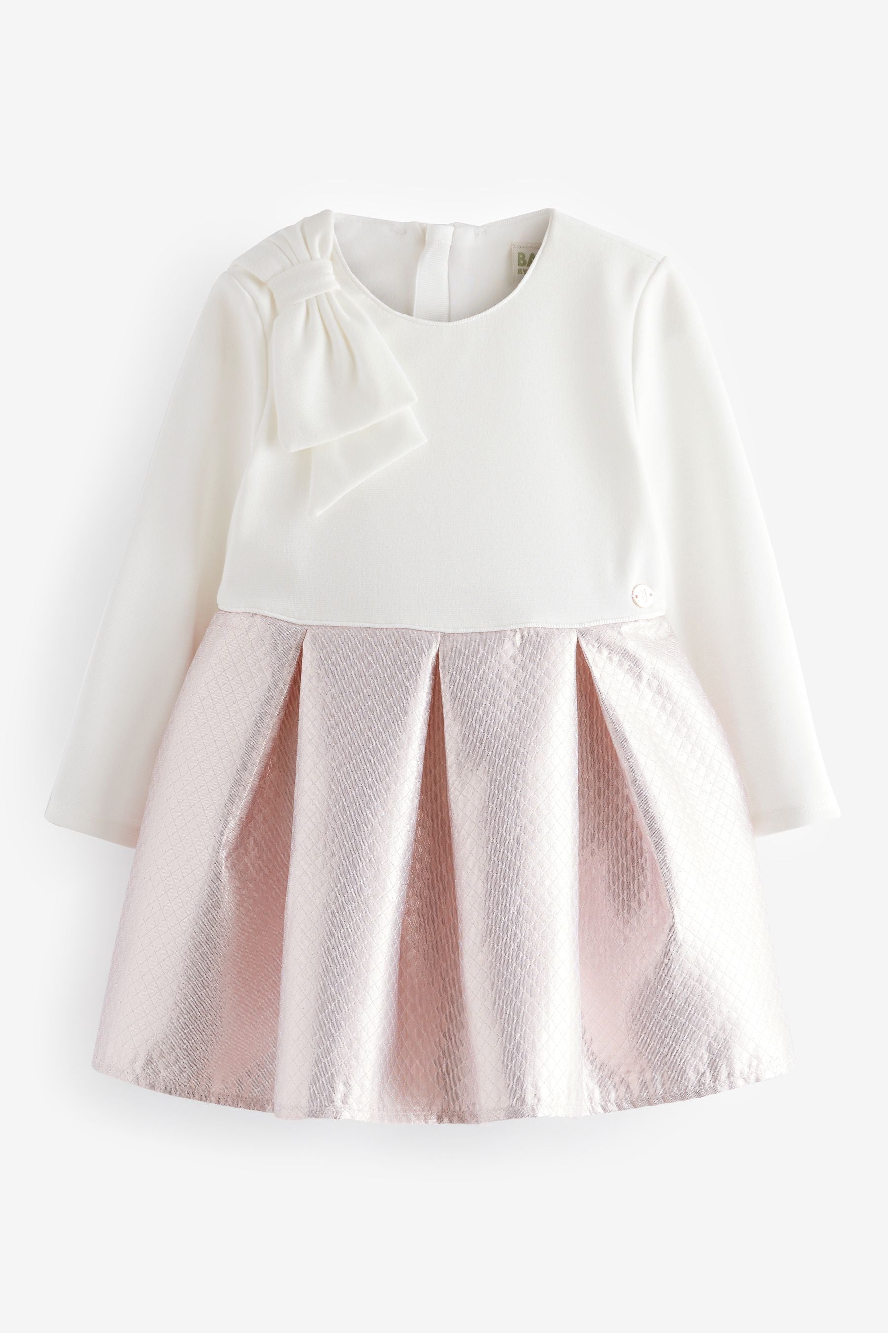 Baker by Ted Baker Pink Textured Quilted Bow Detail Dress