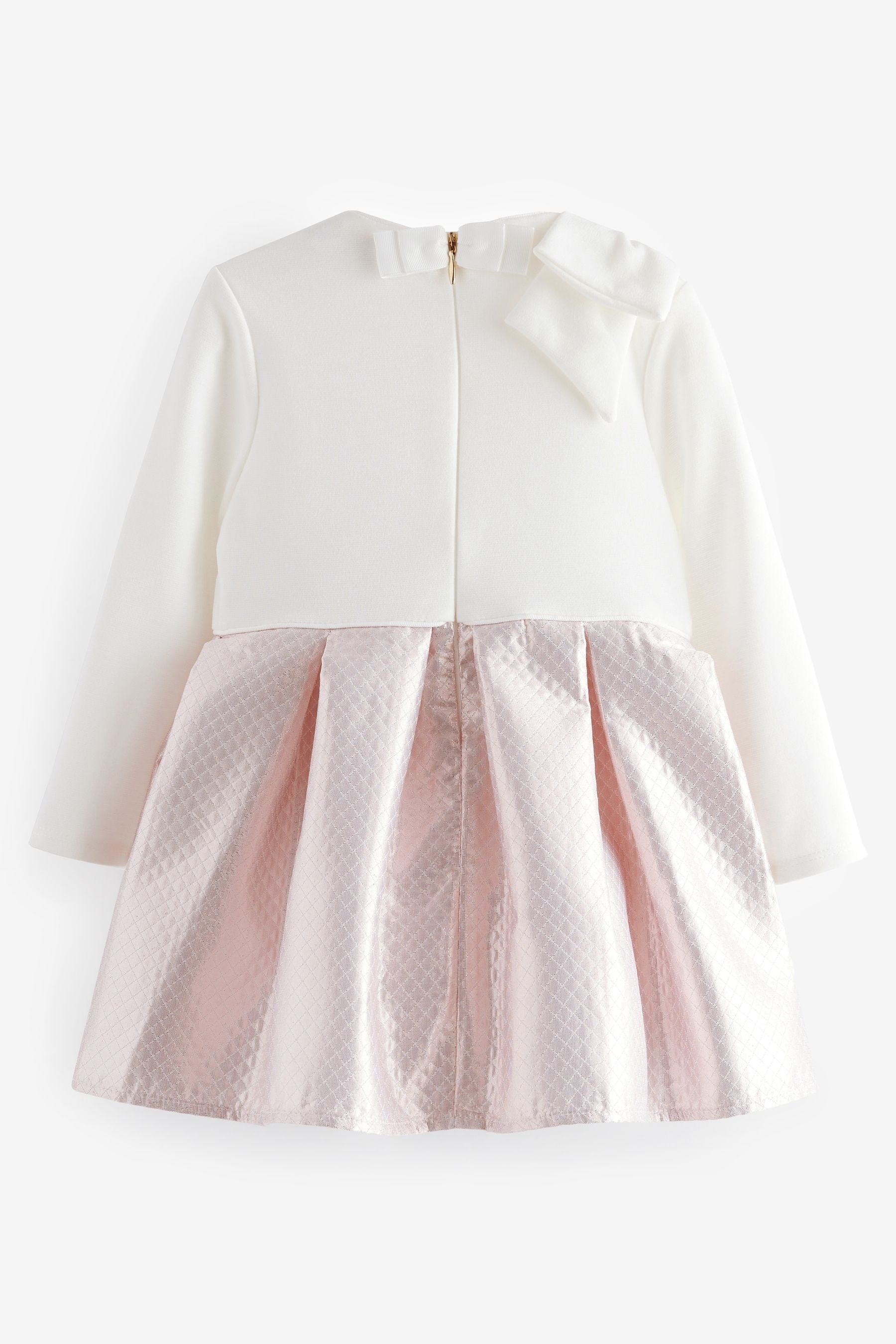 Baker by Ted Baker Pink Textured Quilted Bow Detail Dress