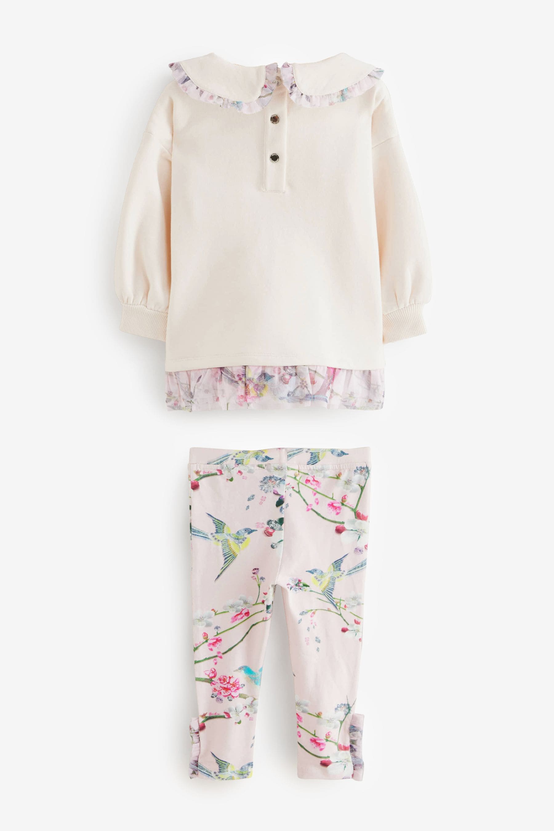 Baker by Ted Baker Pink Frill Collar Sweat And Leggings Set