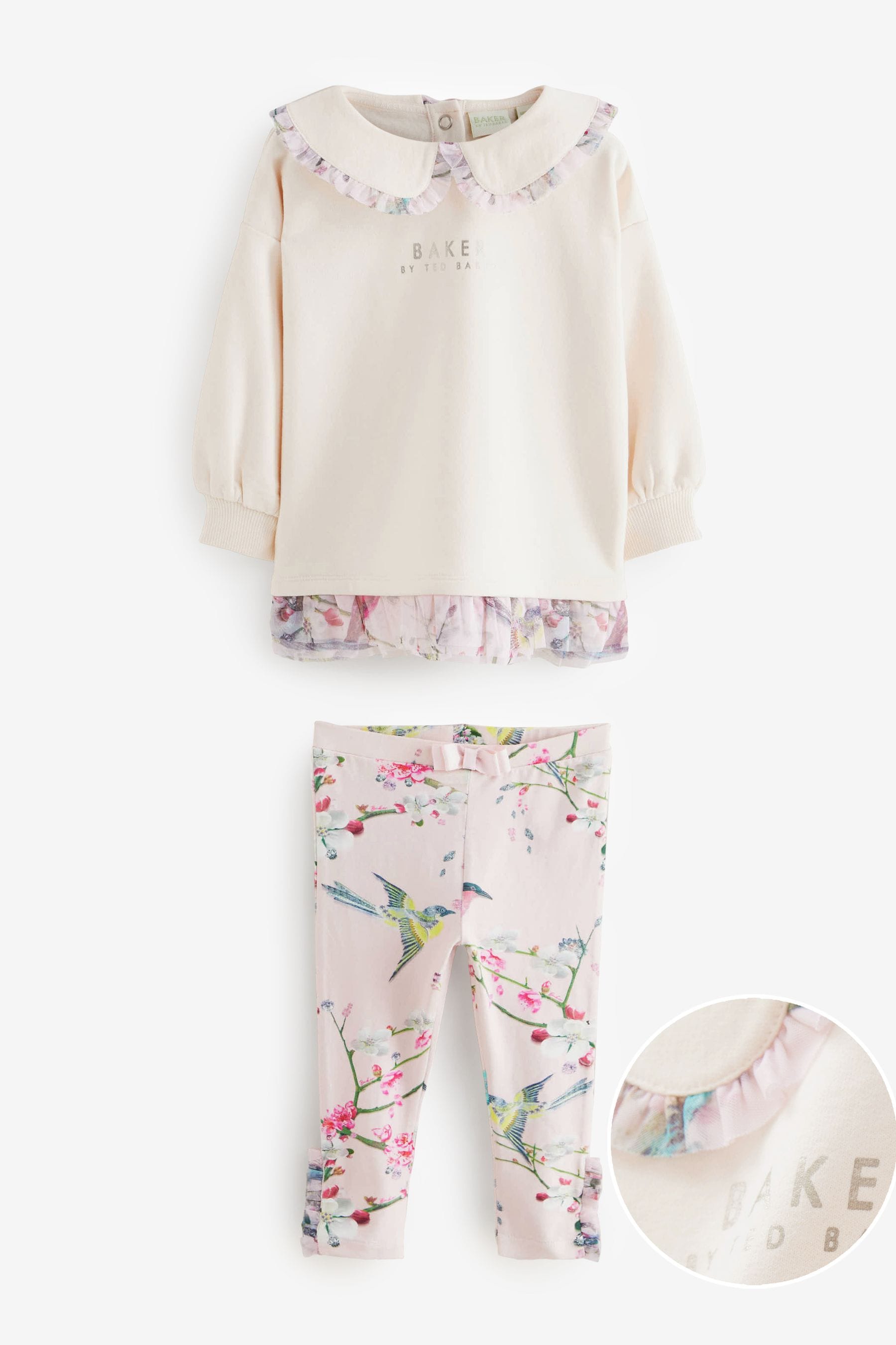 Baker by Ted Baker Pink Frill Collar Sweat And Leggings Set