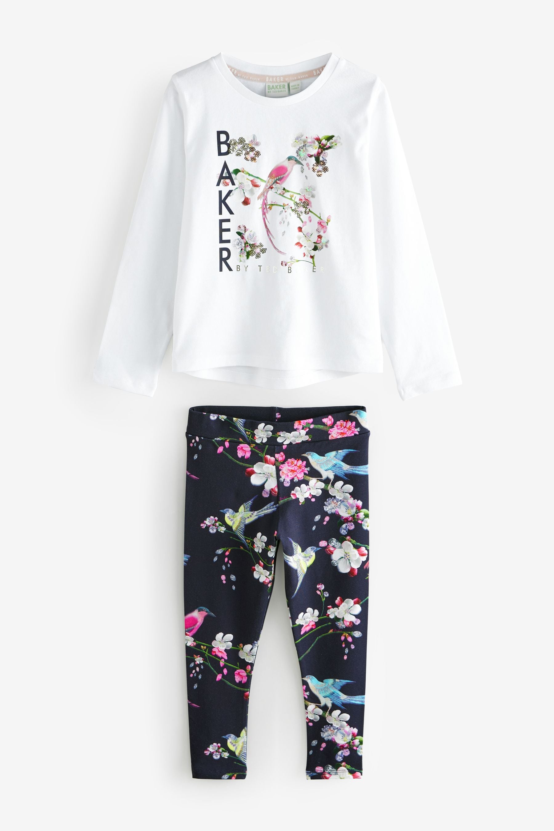 Baker by Ted Baker Navy Long Sleeve Graphic Top And Leggings Set