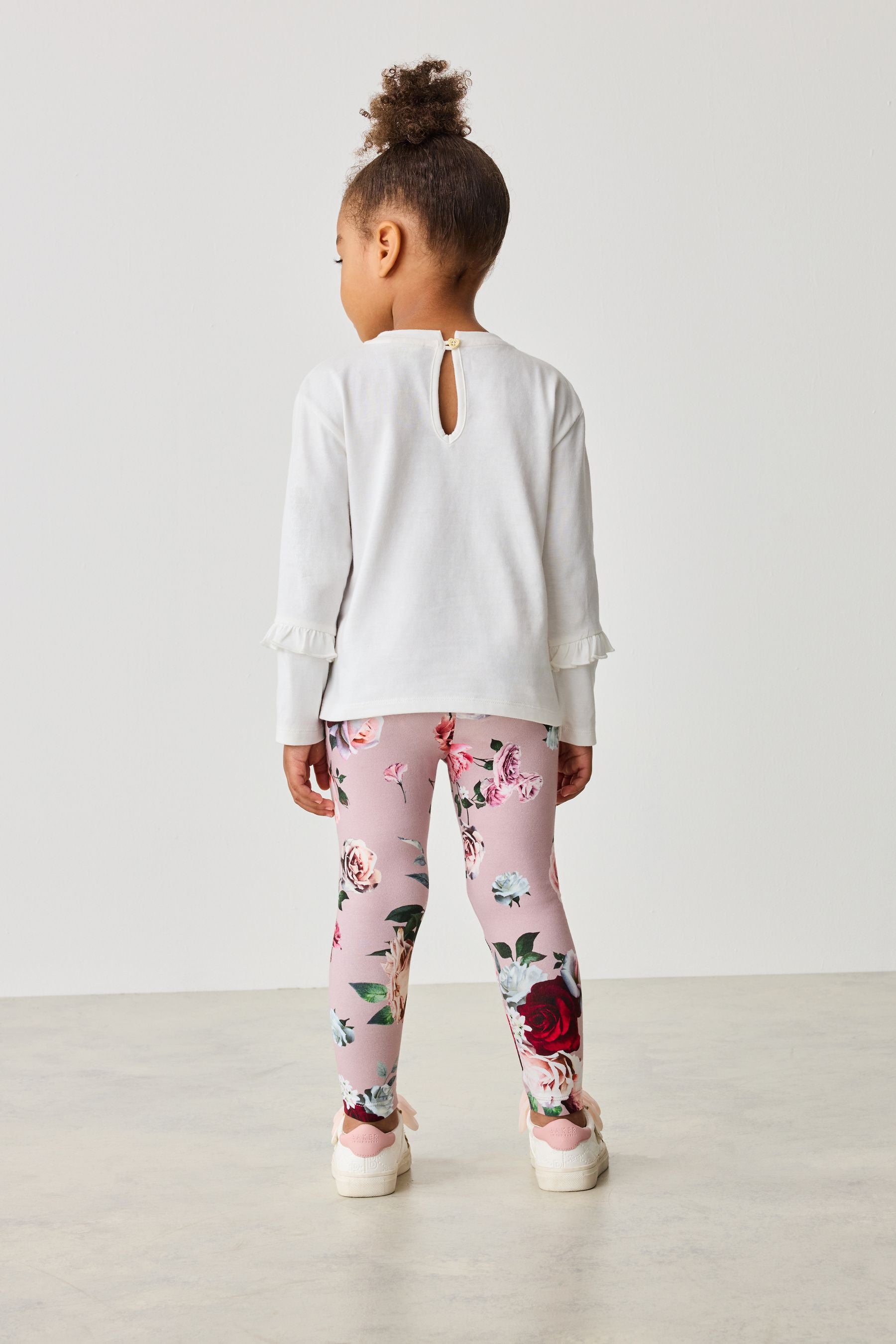 Baker by Ted Baker Neutral Floral Print Top And Leggings Set