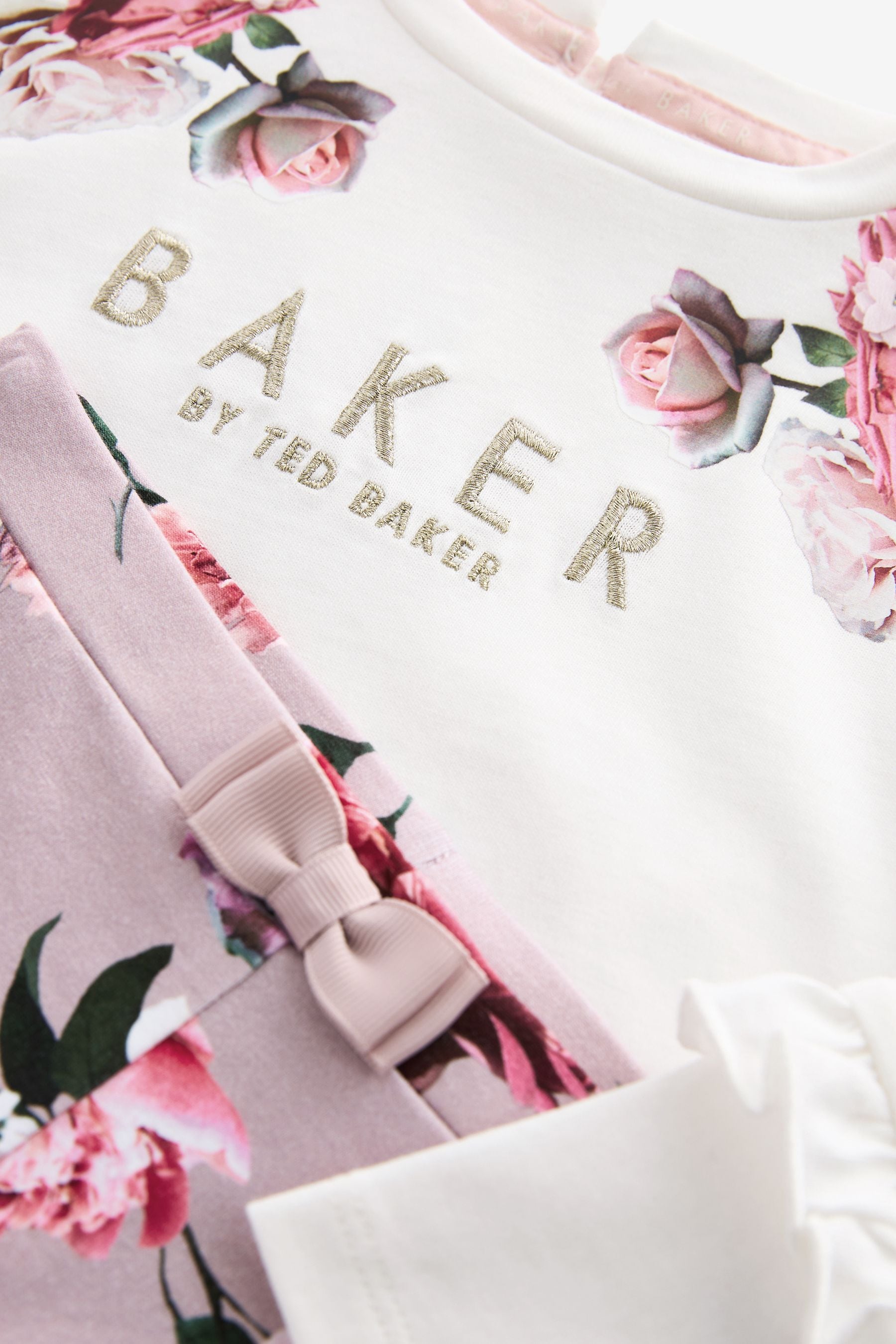 Baker by Ted Baker Neutral Floral Print Top And Leggings Set