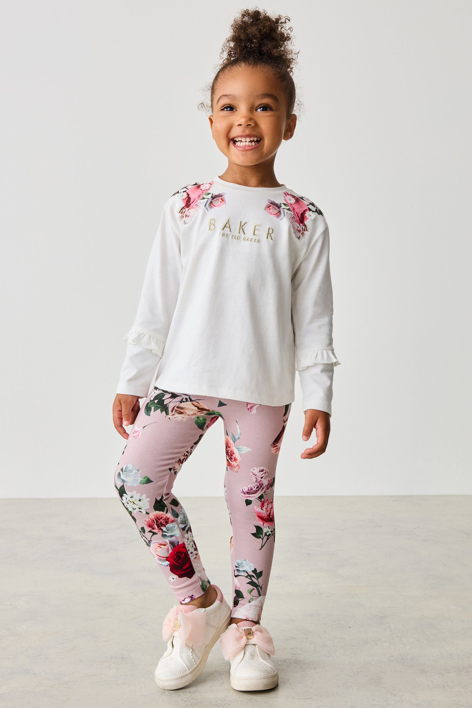 Baker by Ted Baker Neutral Floral Print Top And Leggings Set