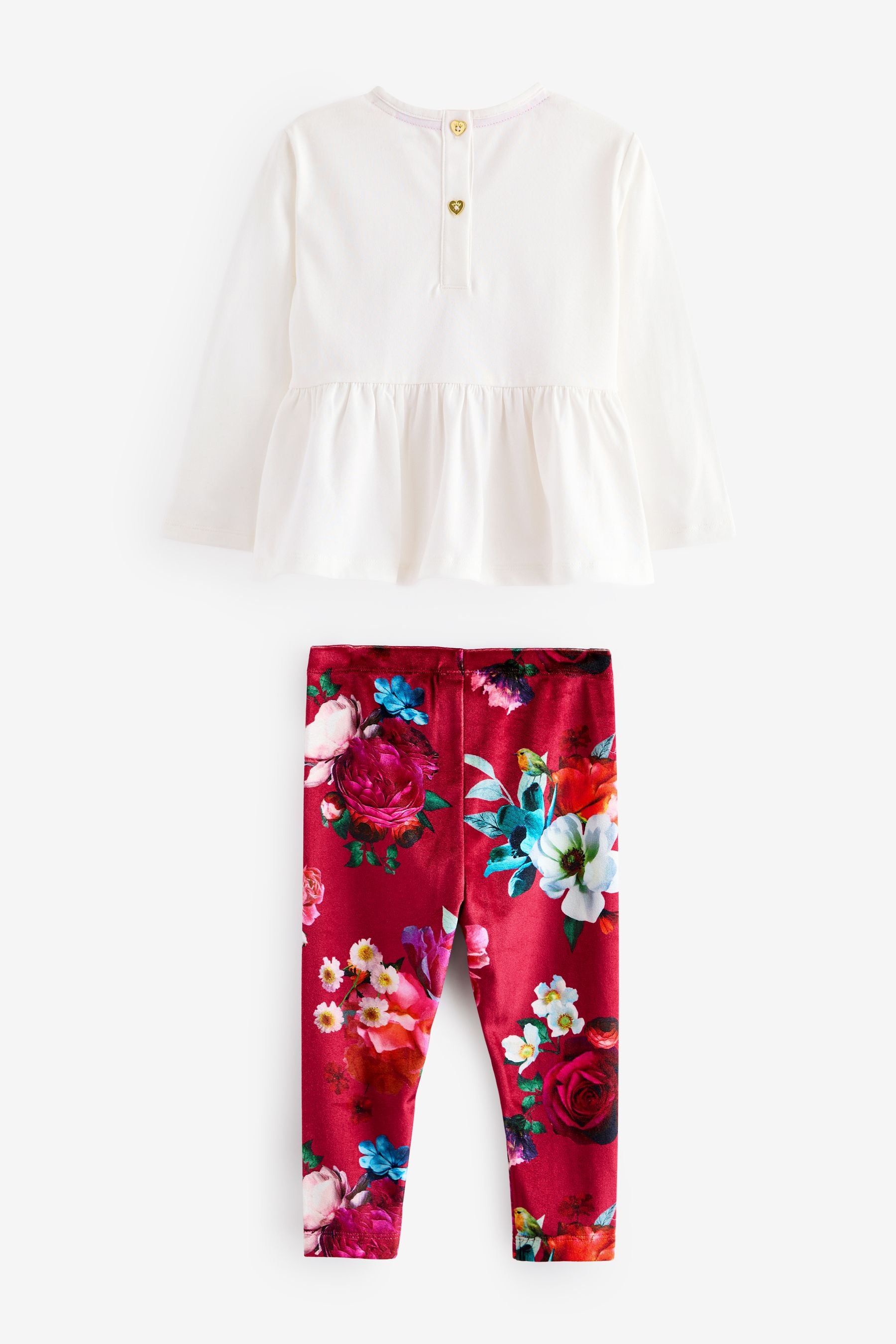 Baker by Ted Baker Red Bow Peplum Top and Floral Leggings Set