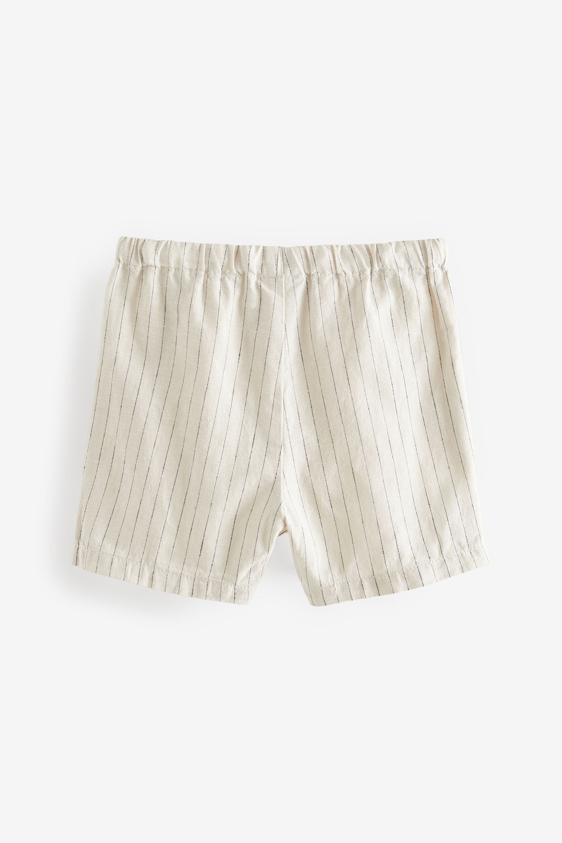 Ecru Stripe Linen Blend Pull-On Shorts (3mths-7yrs)