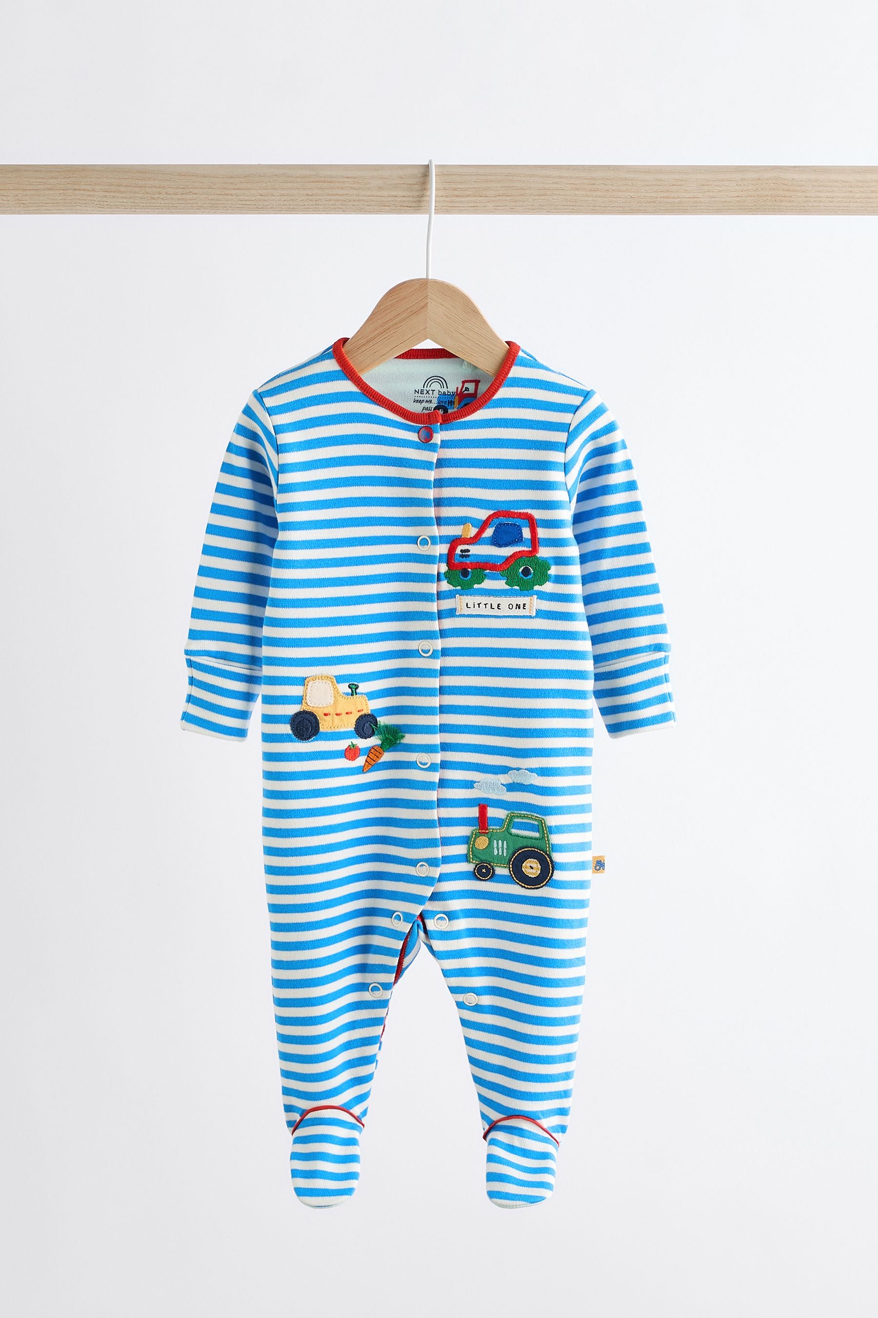 Bright Transport 3 Pack Baby Sleepsuits (0mths-3yrs)