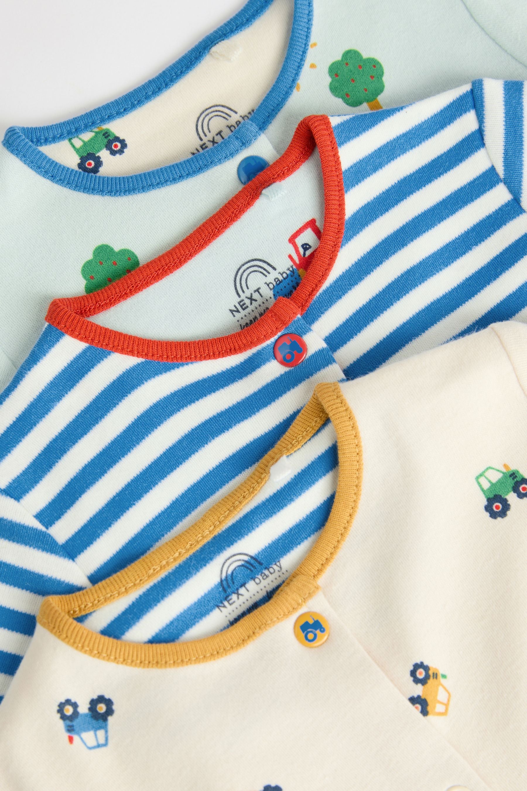 Bright Transport Baby Sleepsuits 3 Pack (0mths-3yrs)