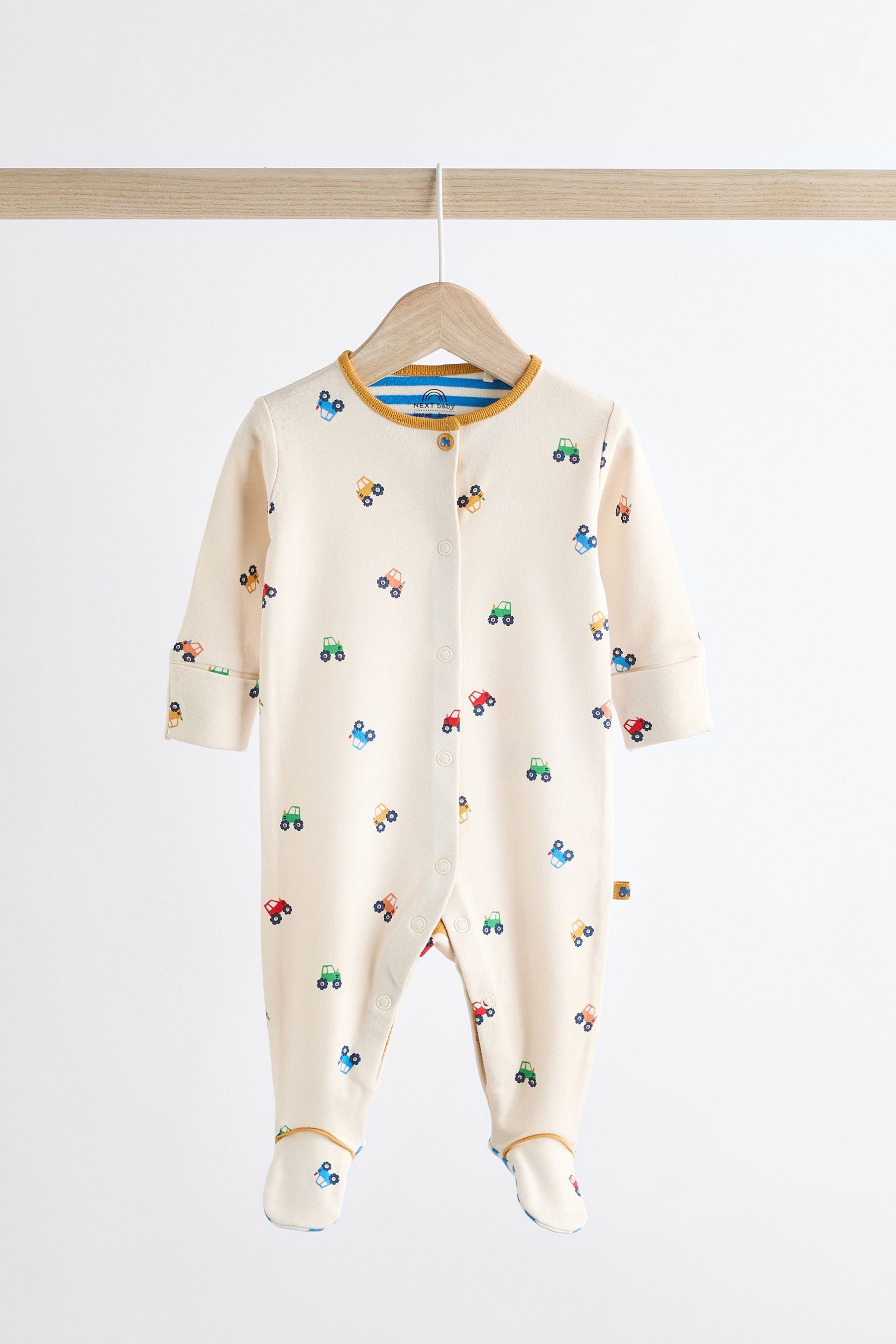 Bright Transport 3 Pack Baby Sleepsuits (0mths-3yrs)