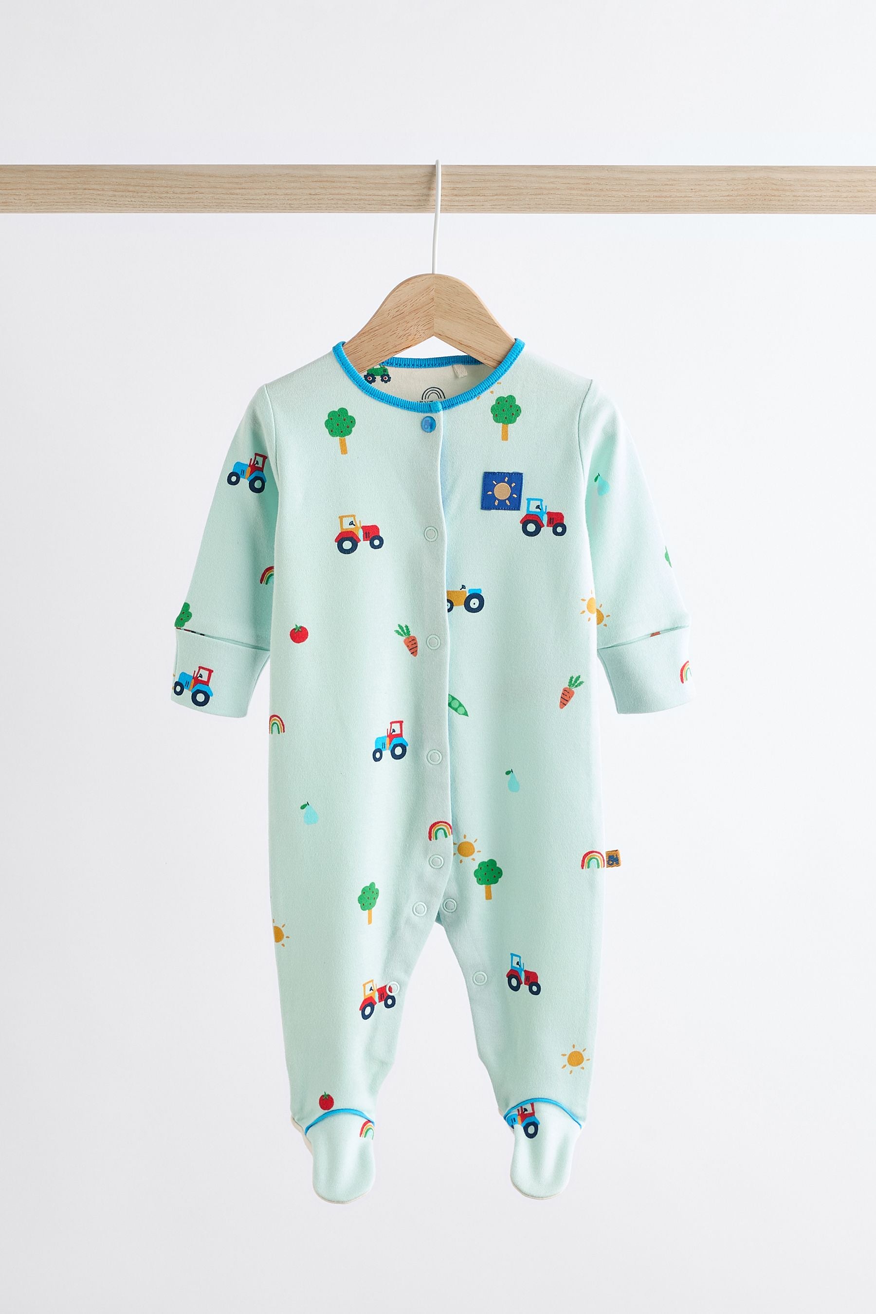 Bright Transport 3 Pack Baby Sleepsuits (0mths-3yrs)