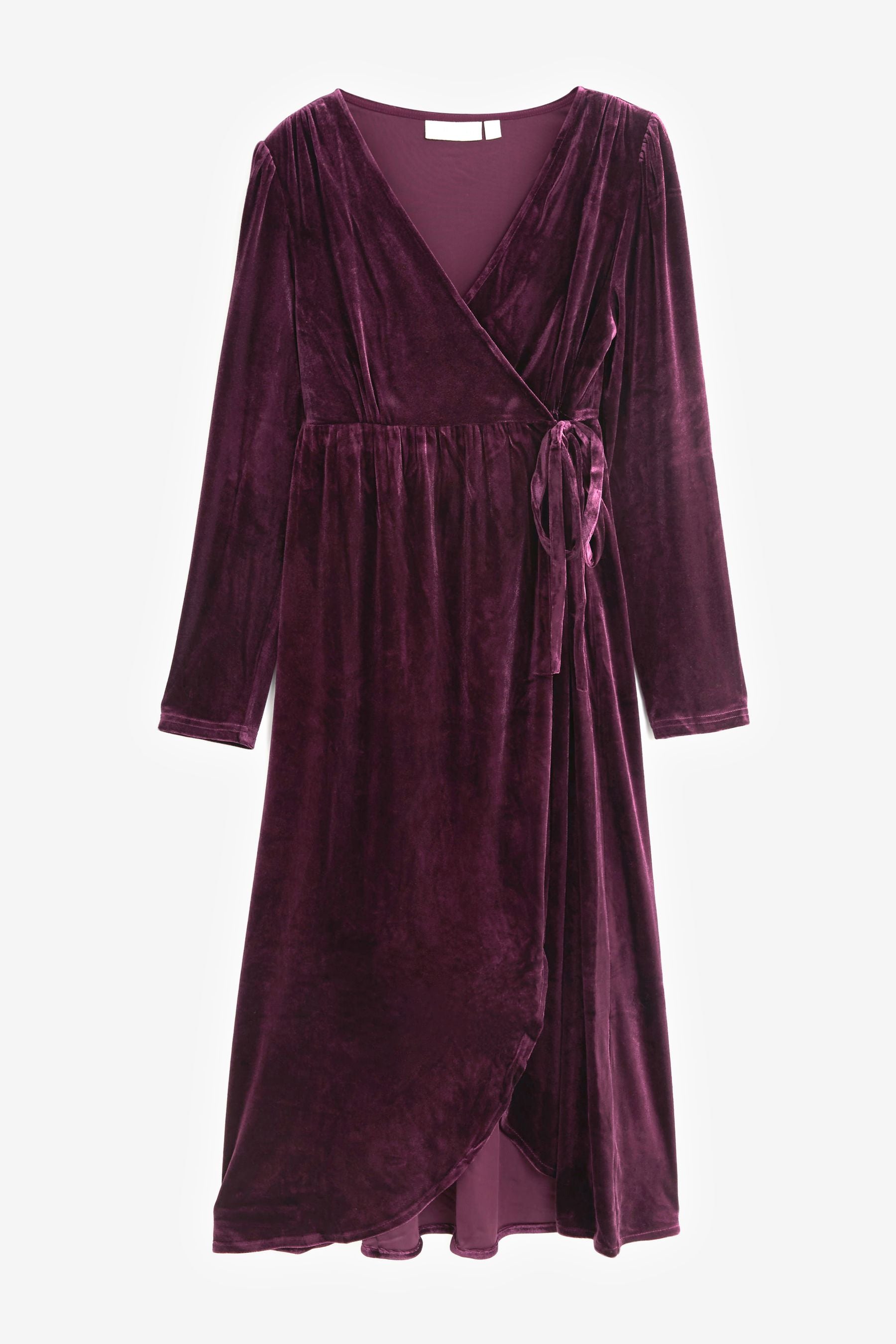 Burgundy Red JoJo Maman Bébé Velvet Maternity & Nursing Wrap Dress