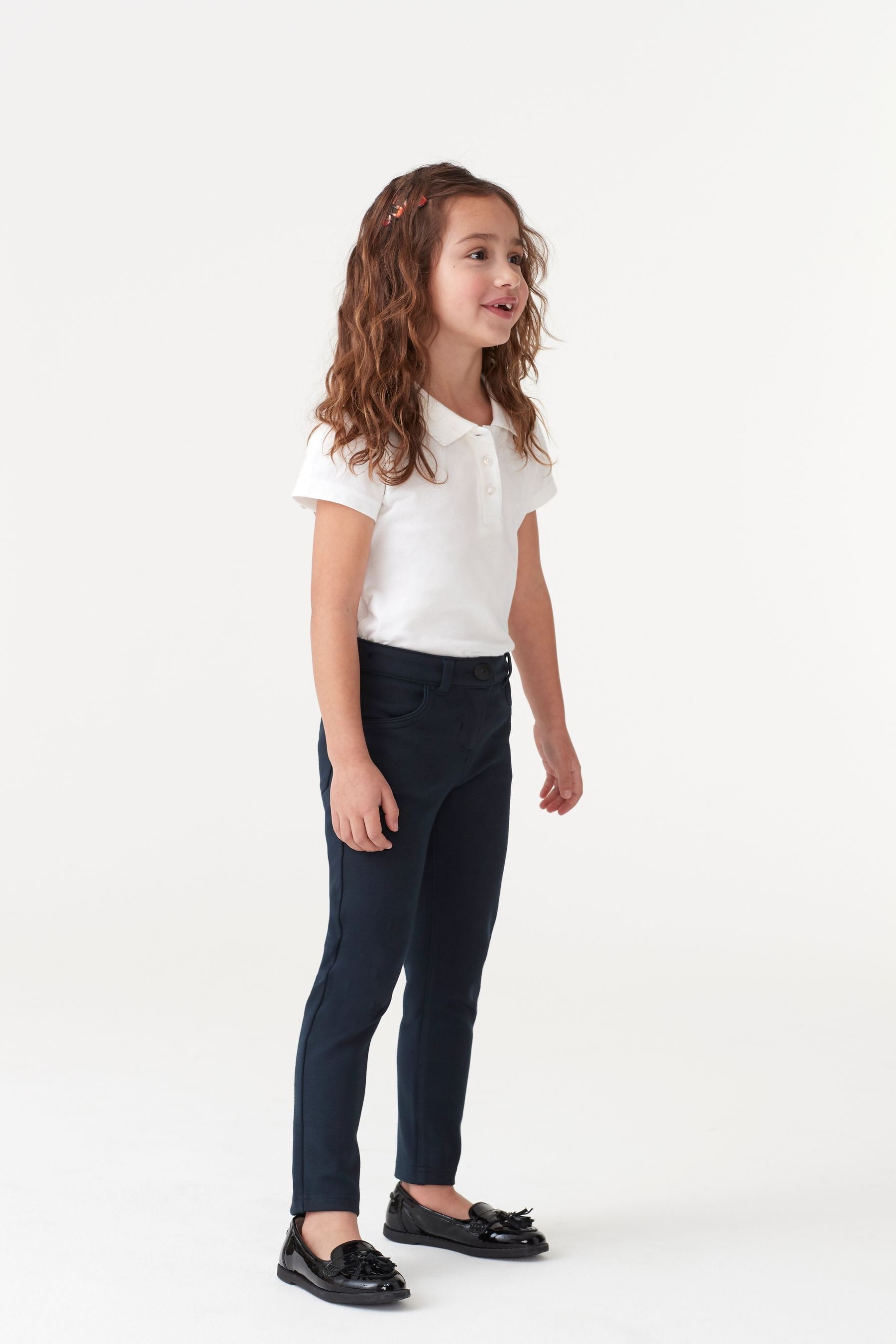 Navy Regular Length Jersey Stretch Skinny School Trousers (3-18yrs)