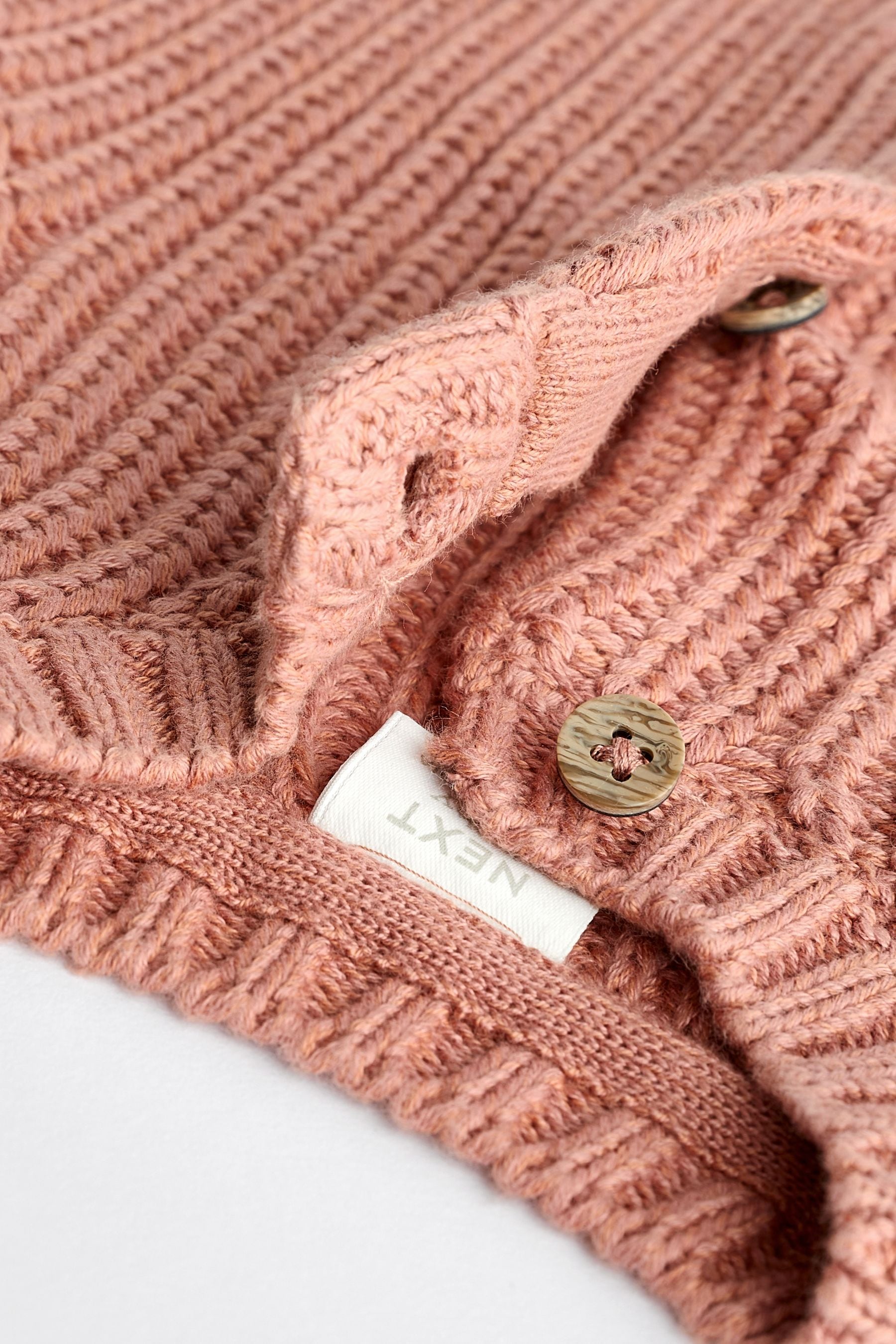 Rust Brown Brown Chunky Knitted Embroidered Baby Cardigan