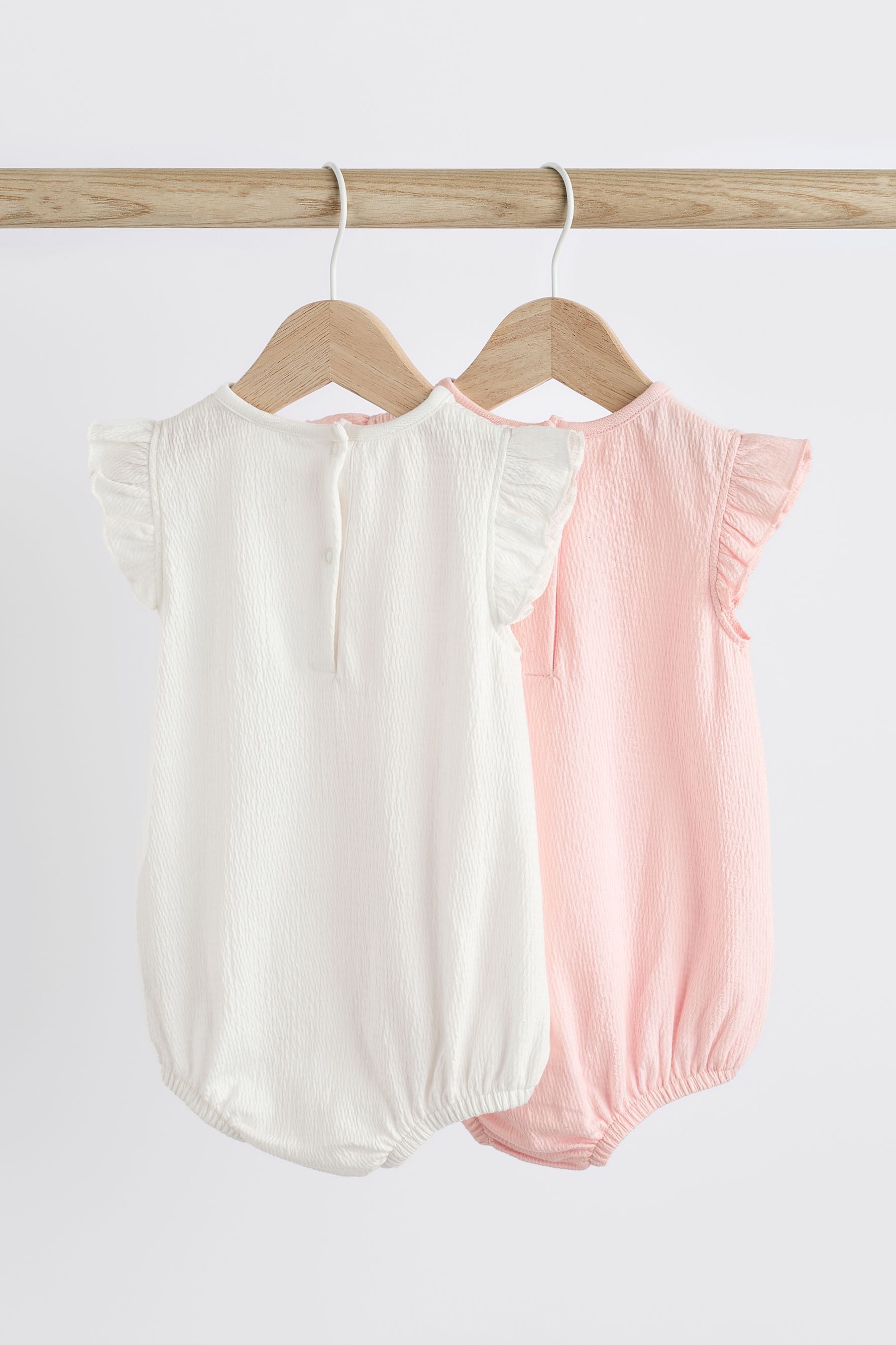 Pink/White Textured Baby Short Sleeve Bodysuits 2 Pack