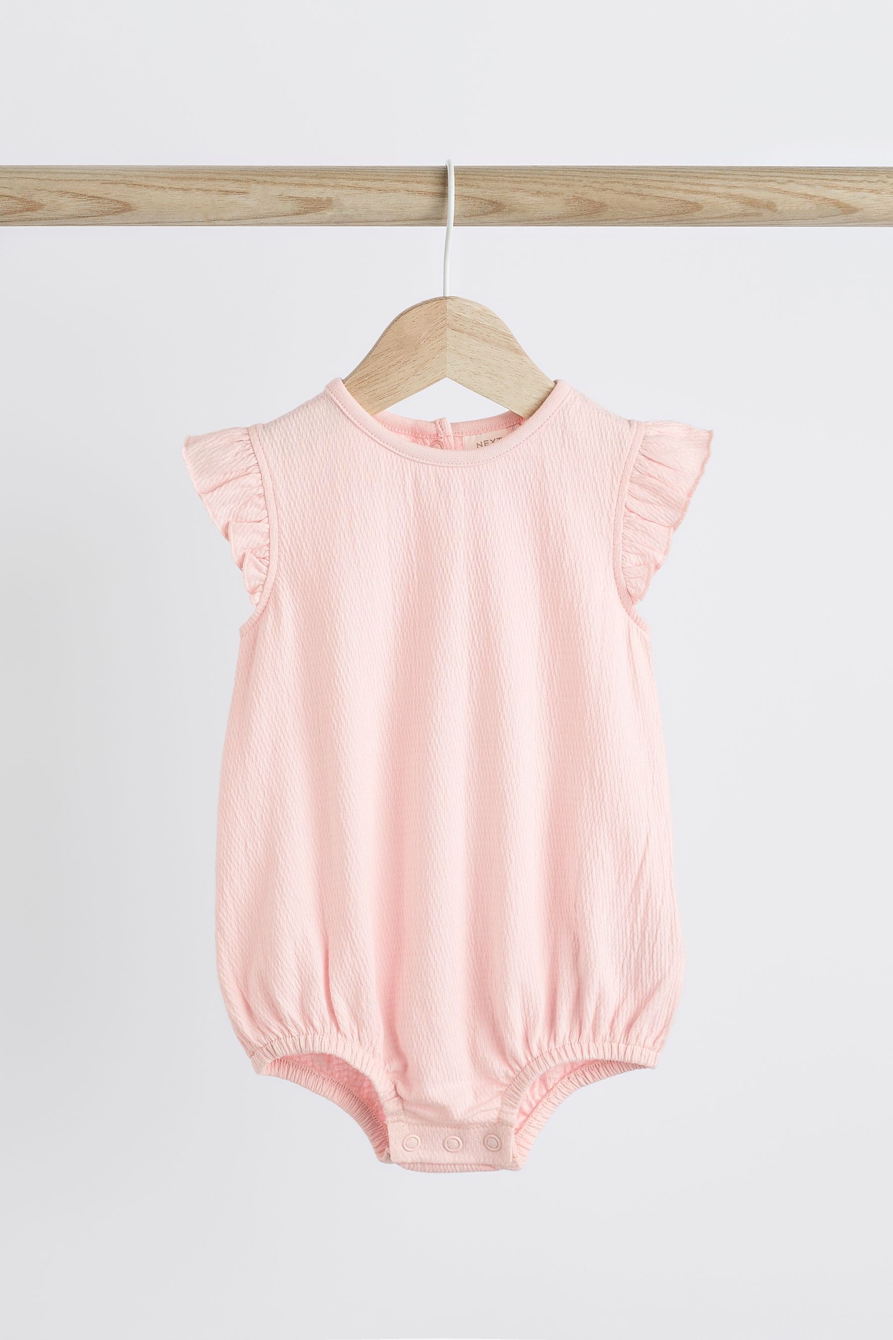 Pink/White Textured Baby Short Sleeve Bodysuits 2 Pack