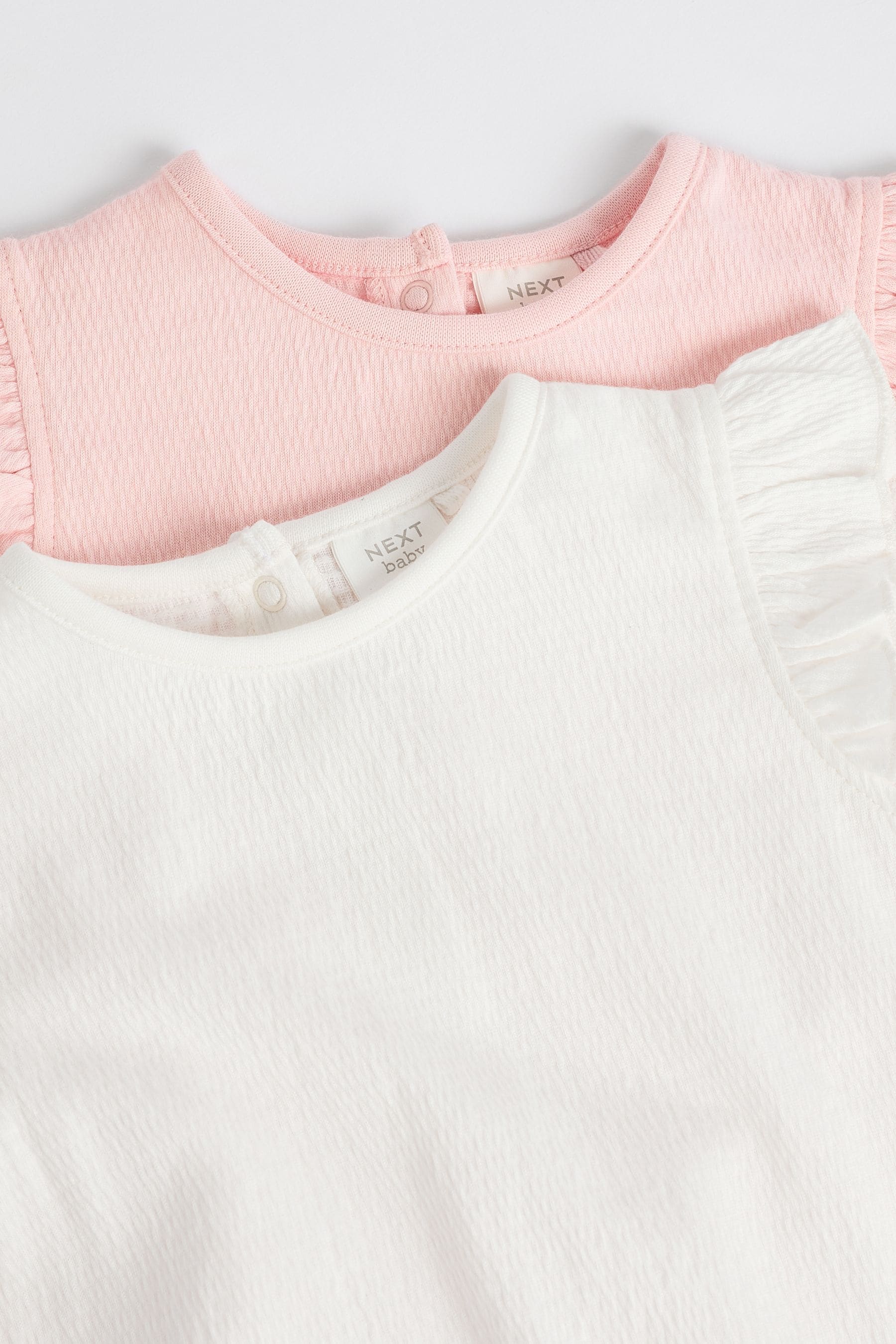 Pink/White Textured Baby Short Sleeve Bodysuits 2 Pack