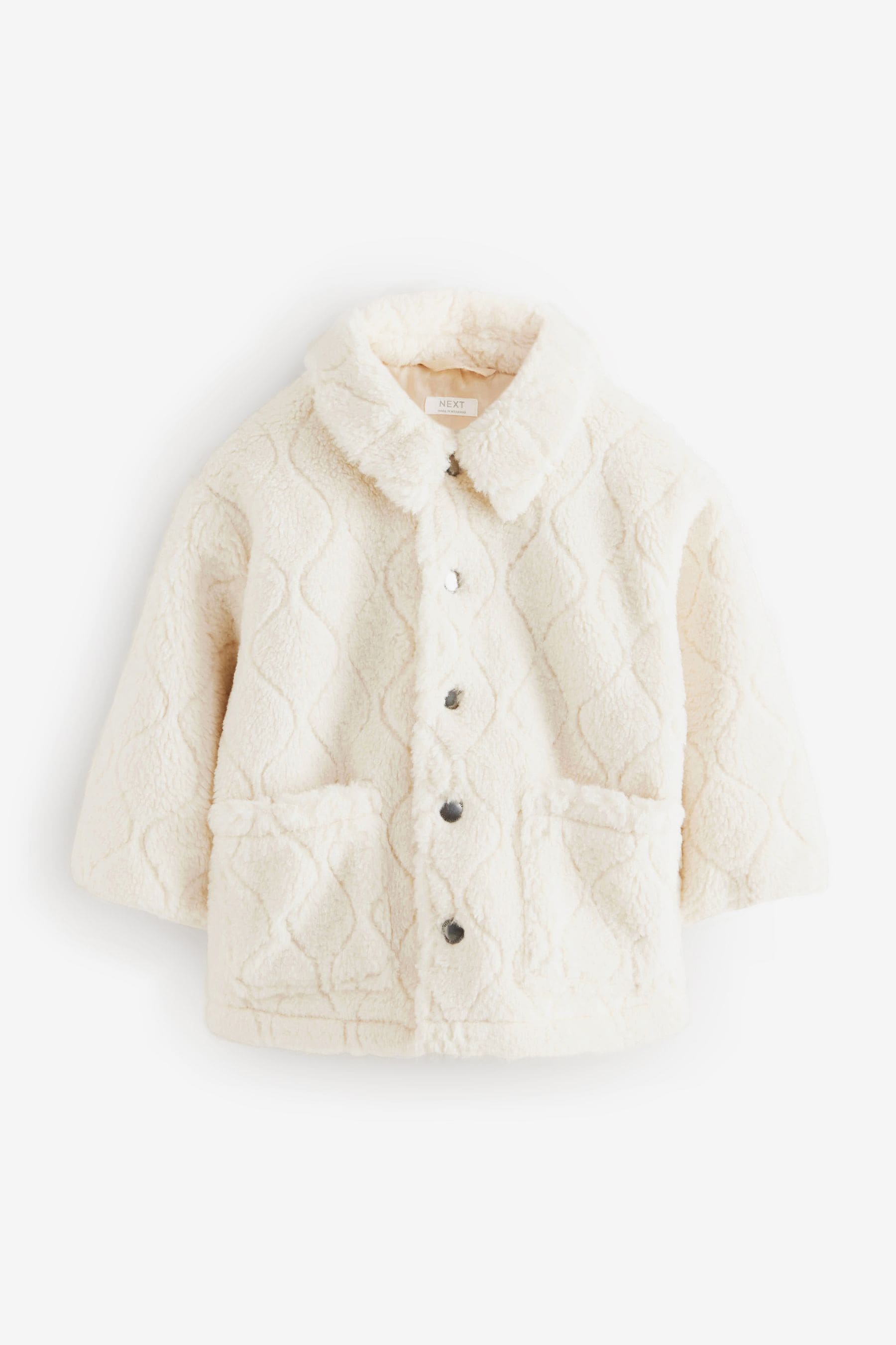 Ecru White Check Borg Fleece Shacket (3mths-7yrs)