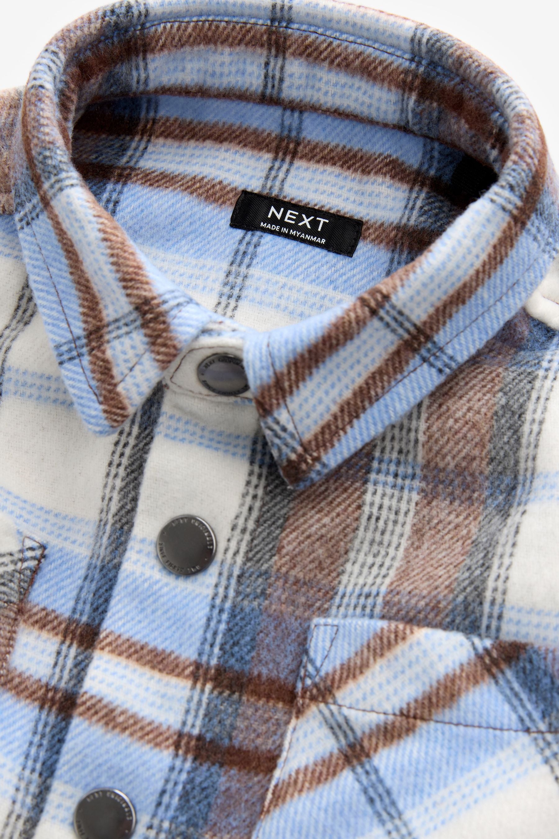 Blue/Brown Check Long Sleeve Check Overshirt (3mths-7yrs)