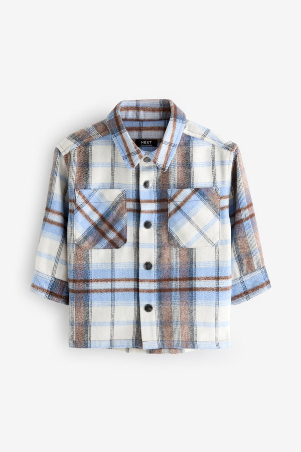 Blue/Brown Check Long Sleeve Check Overshirt (3mths-7yrs)