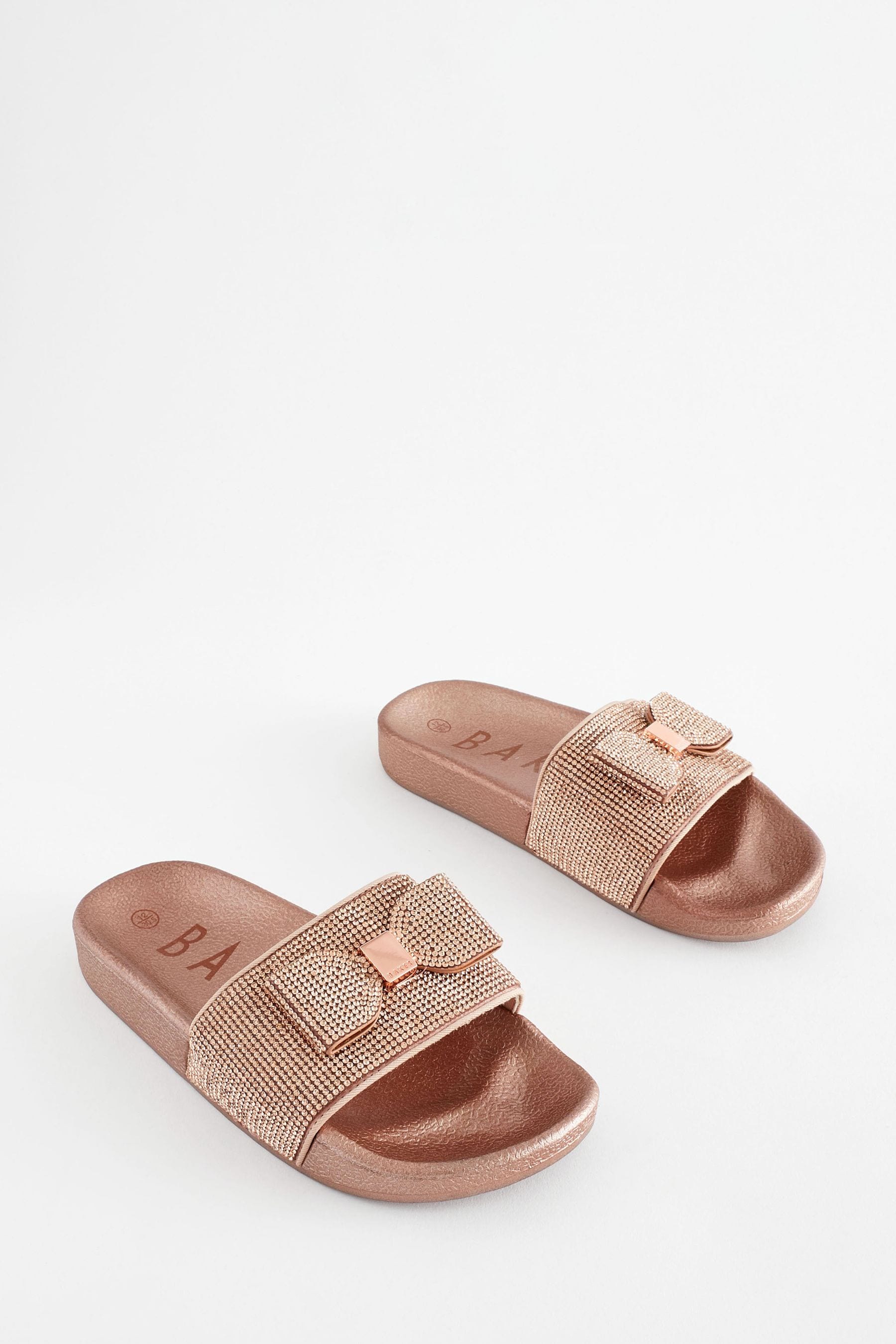 Rose Gold Baker by Ted Baker Girls Diamanté Sliders with Bow