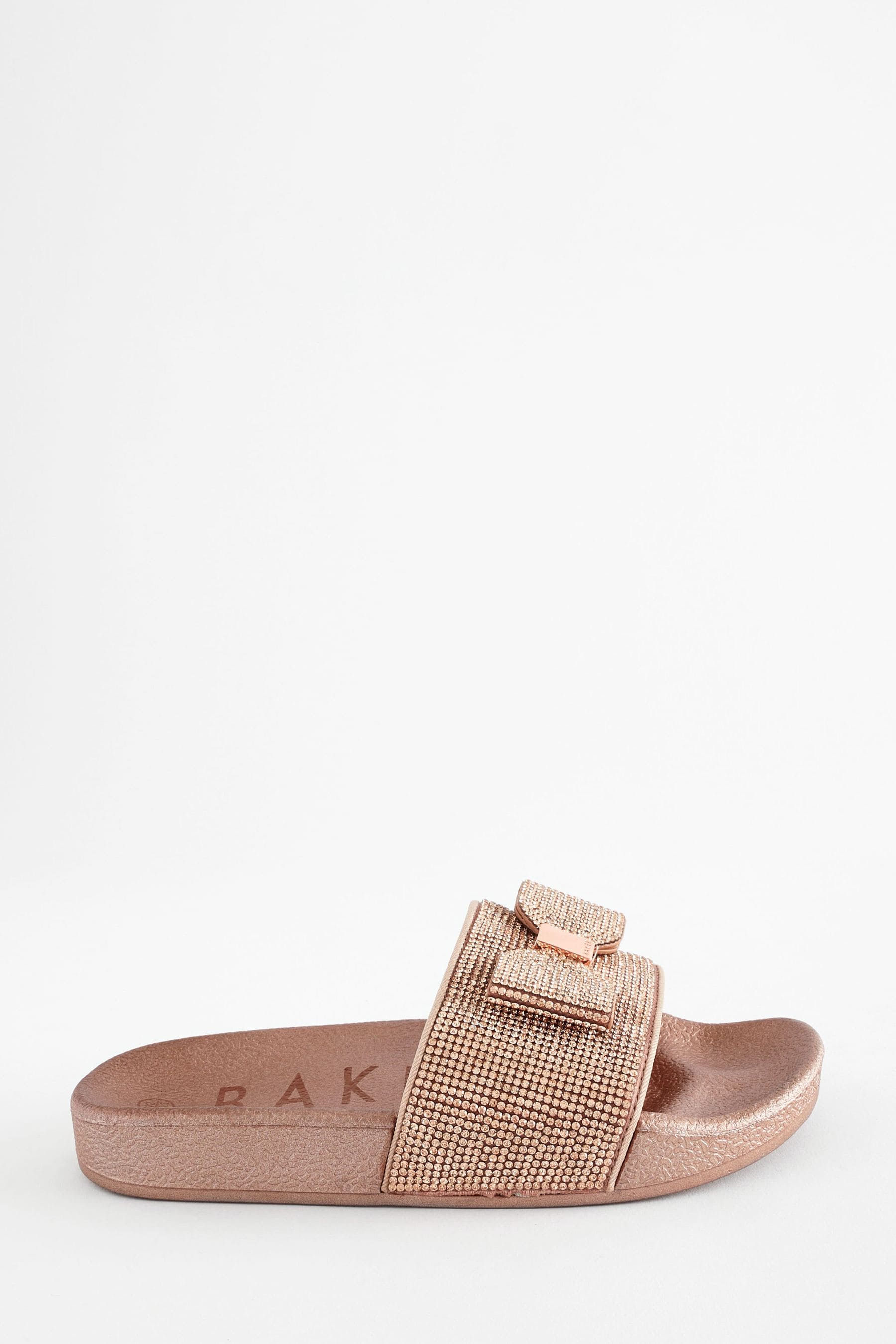 Rose Gold Baker by Ted Baker Girls Diamanté Sliders with Bow