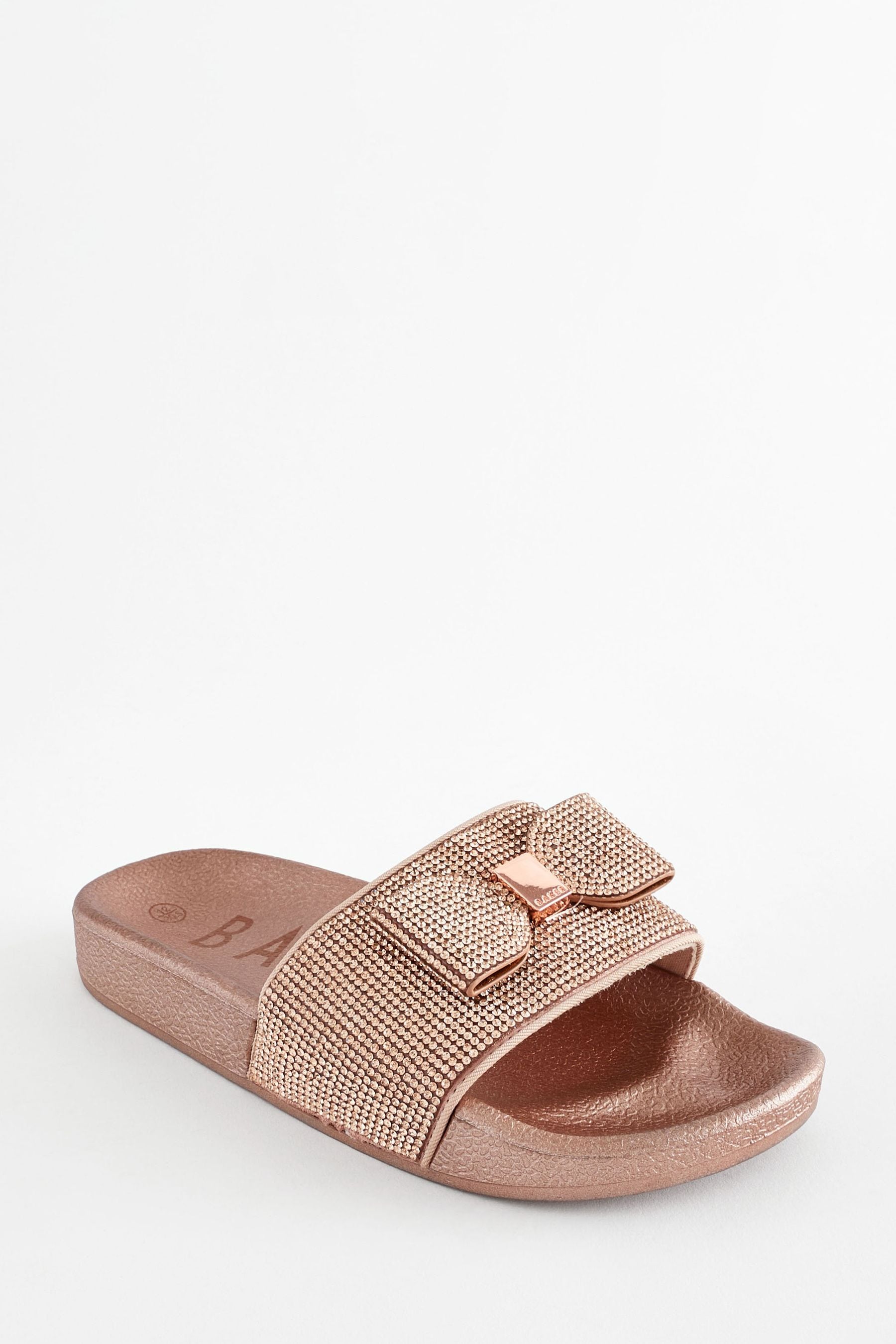 Rose Gold Baker by Ted Baker Girls Diamanté Sliders with Bow