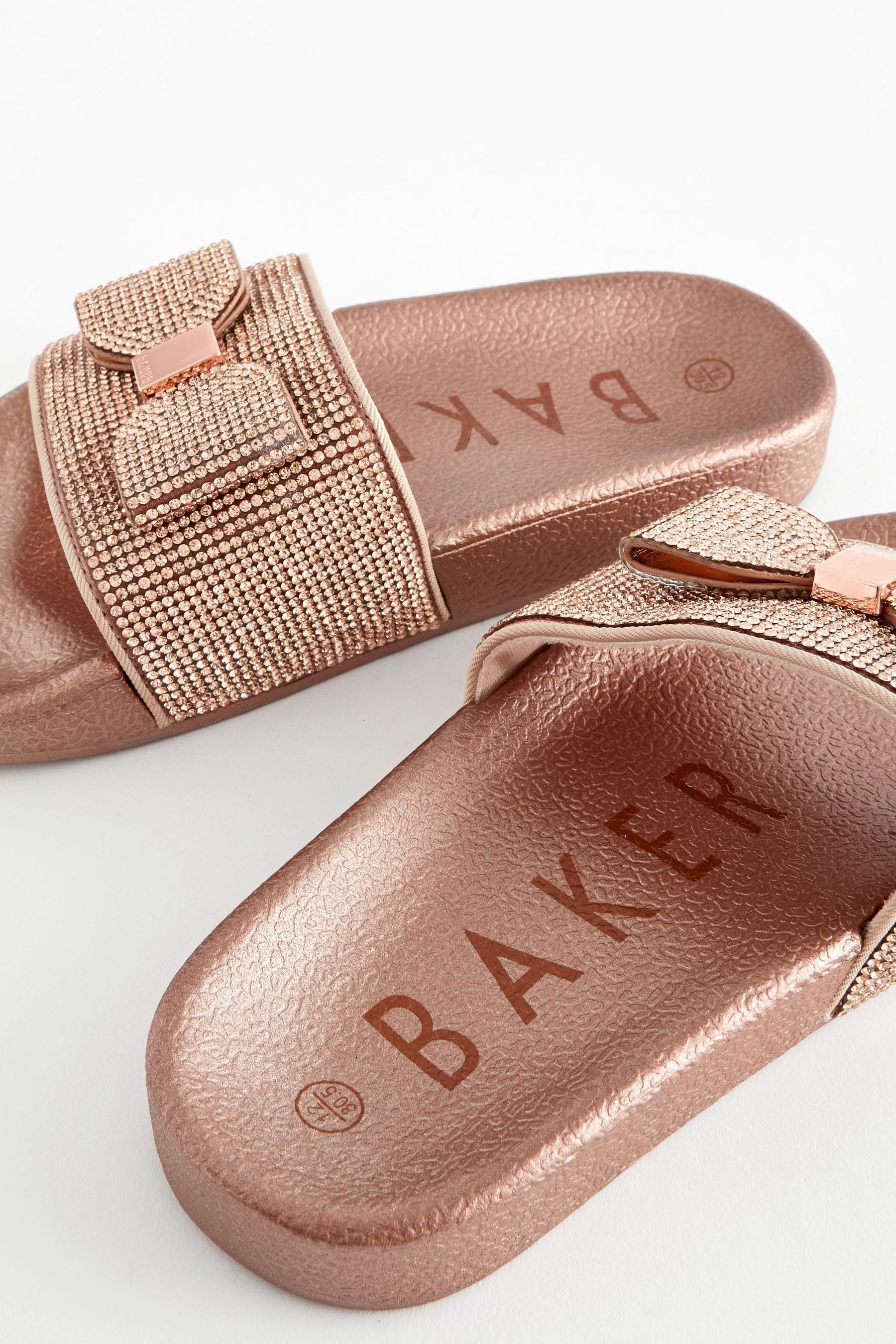 Rose Gold Baker by Ted Baker Girls Diamanté Sliders with Bow