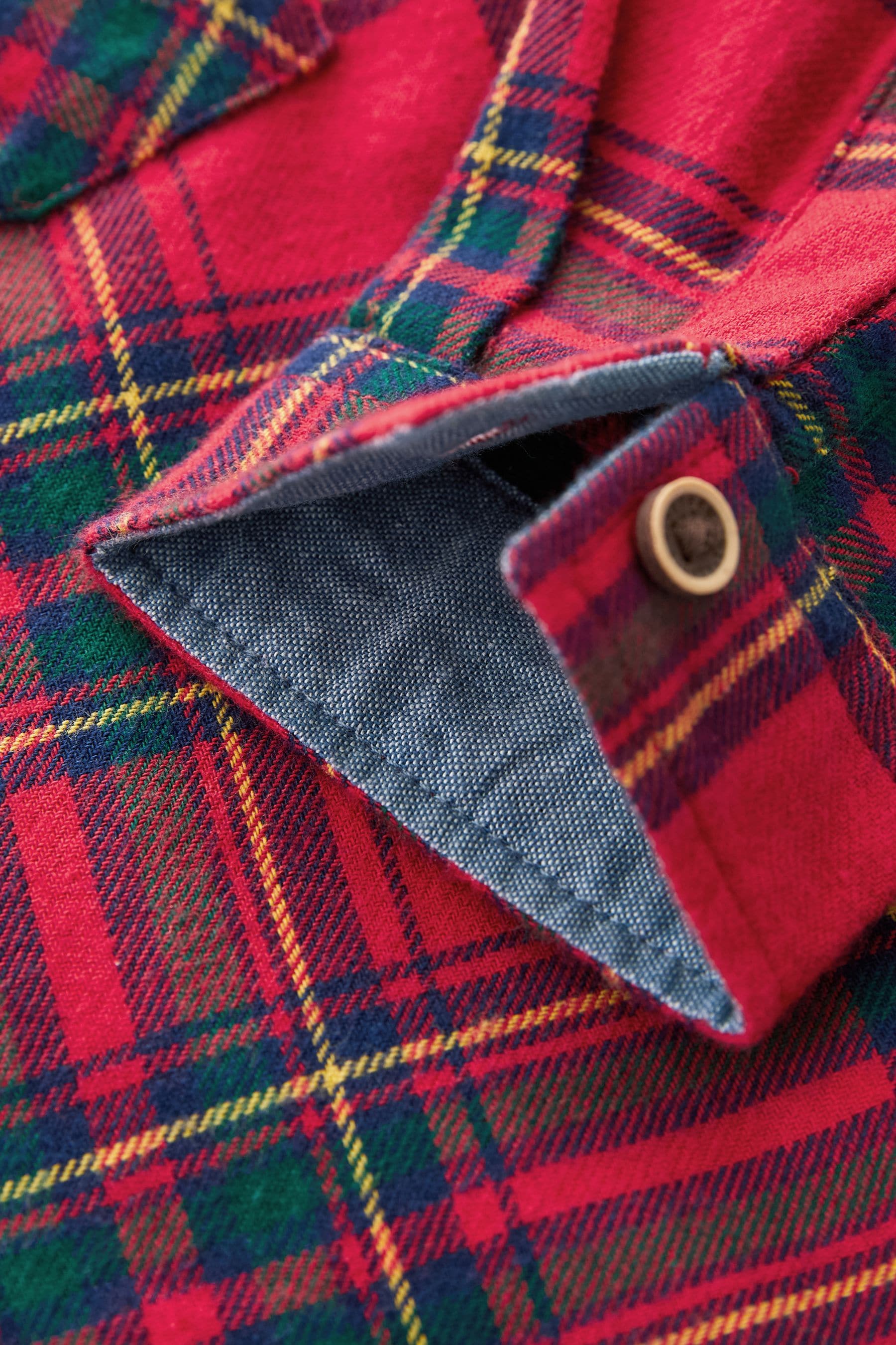 Red Tartan Plain Long Sleeve Check 100% Cotton Shirt (3mths-7yrs)