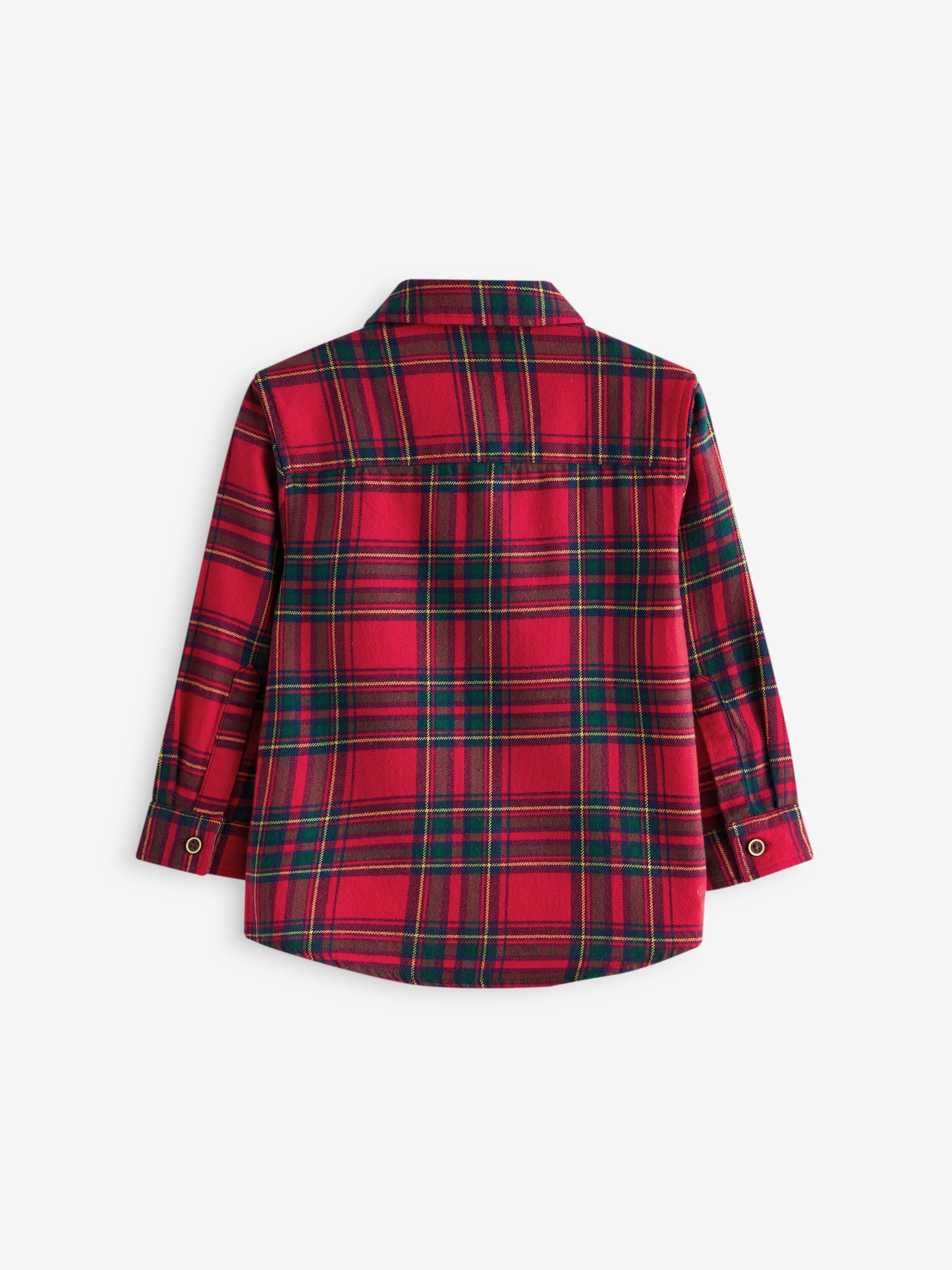 Red Tartan Plain Long Sleeve Check 100% Cotton Shirt (3mths-7yrs)