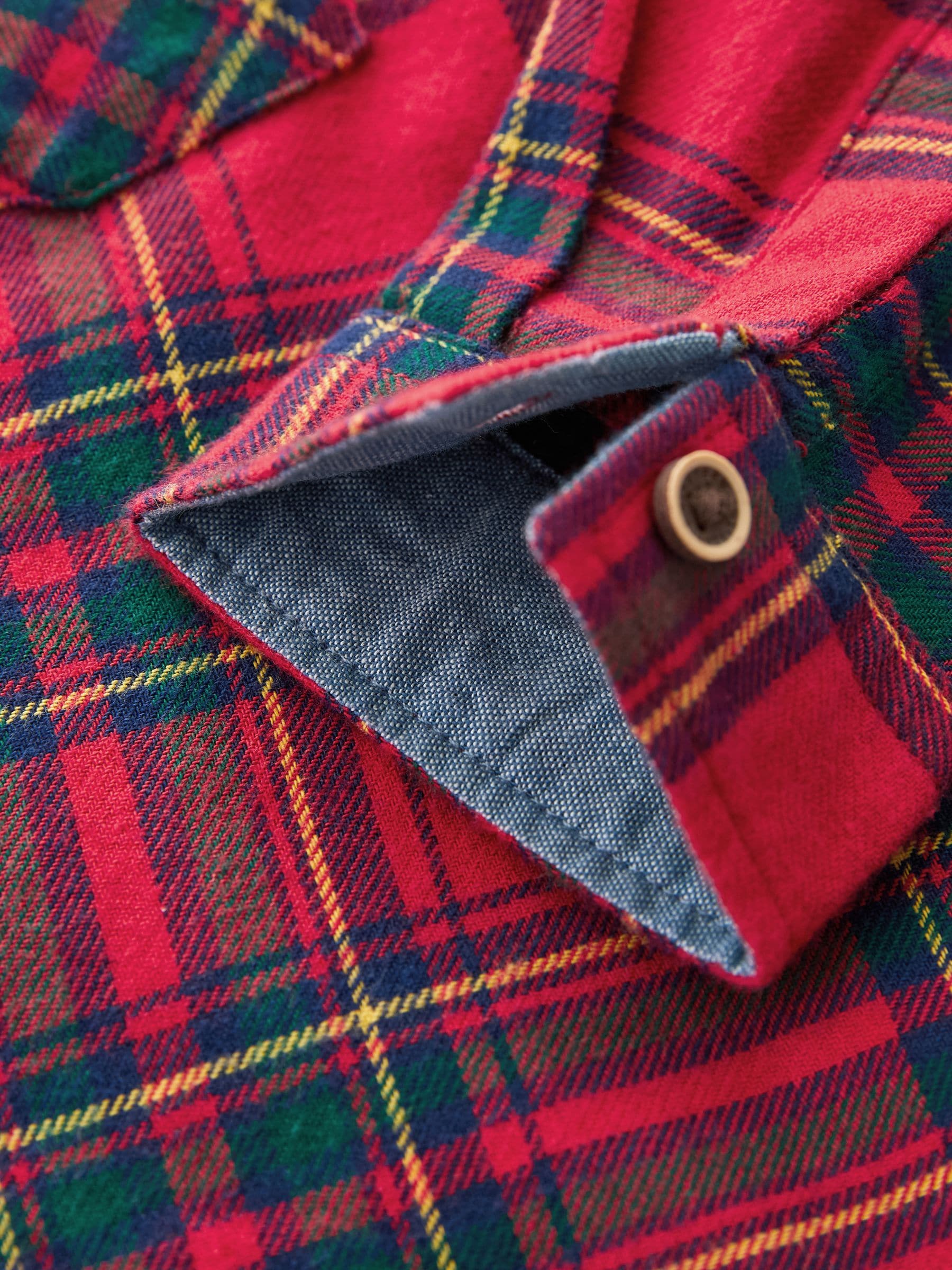 Red Tartan Plain Long Sleeve Check 100% Cotton Shirt (3mths-7yrs)