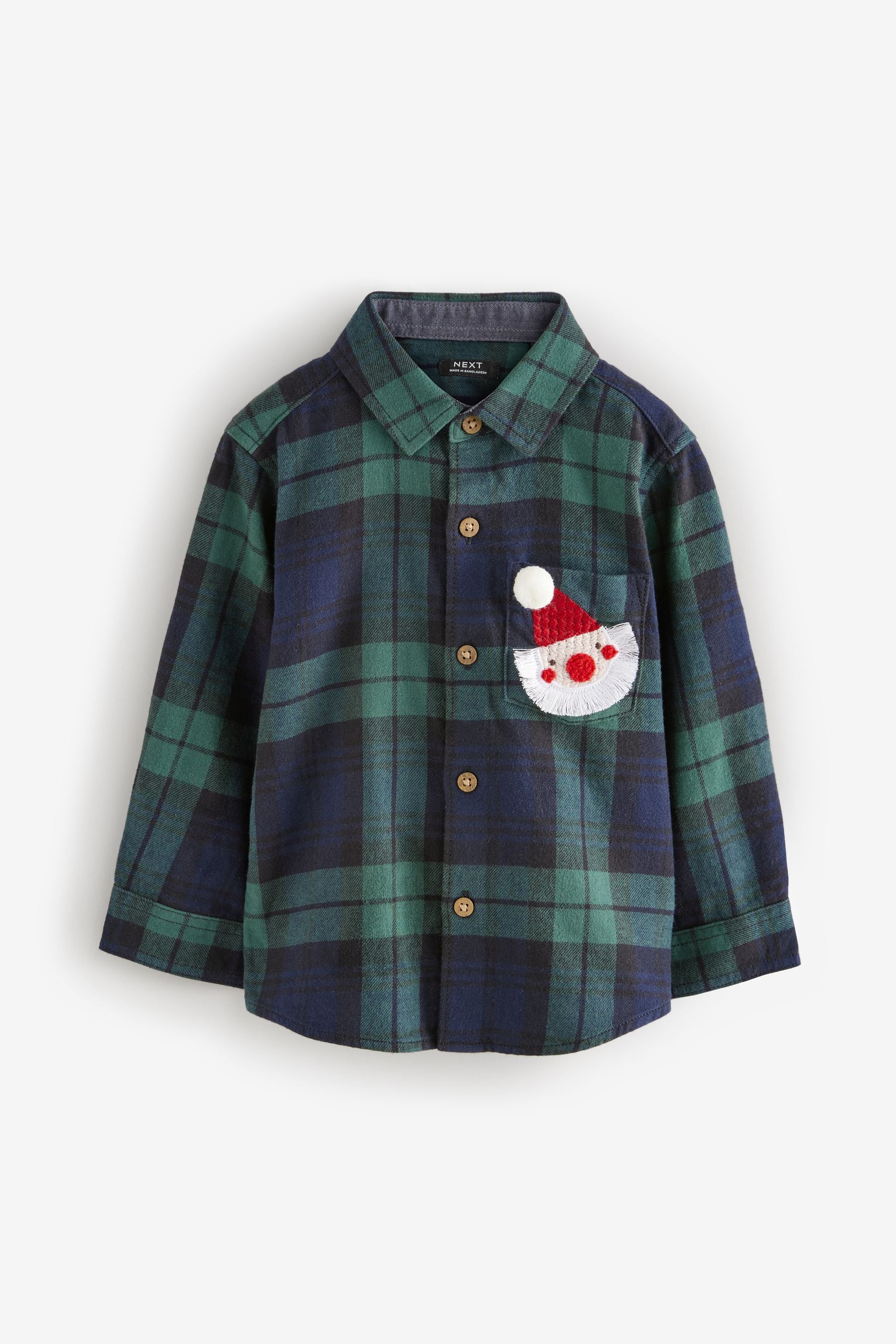 Green Tartan Check Character Long Sleeve Check 100% Cotton Shirt (3mths-7yrs)