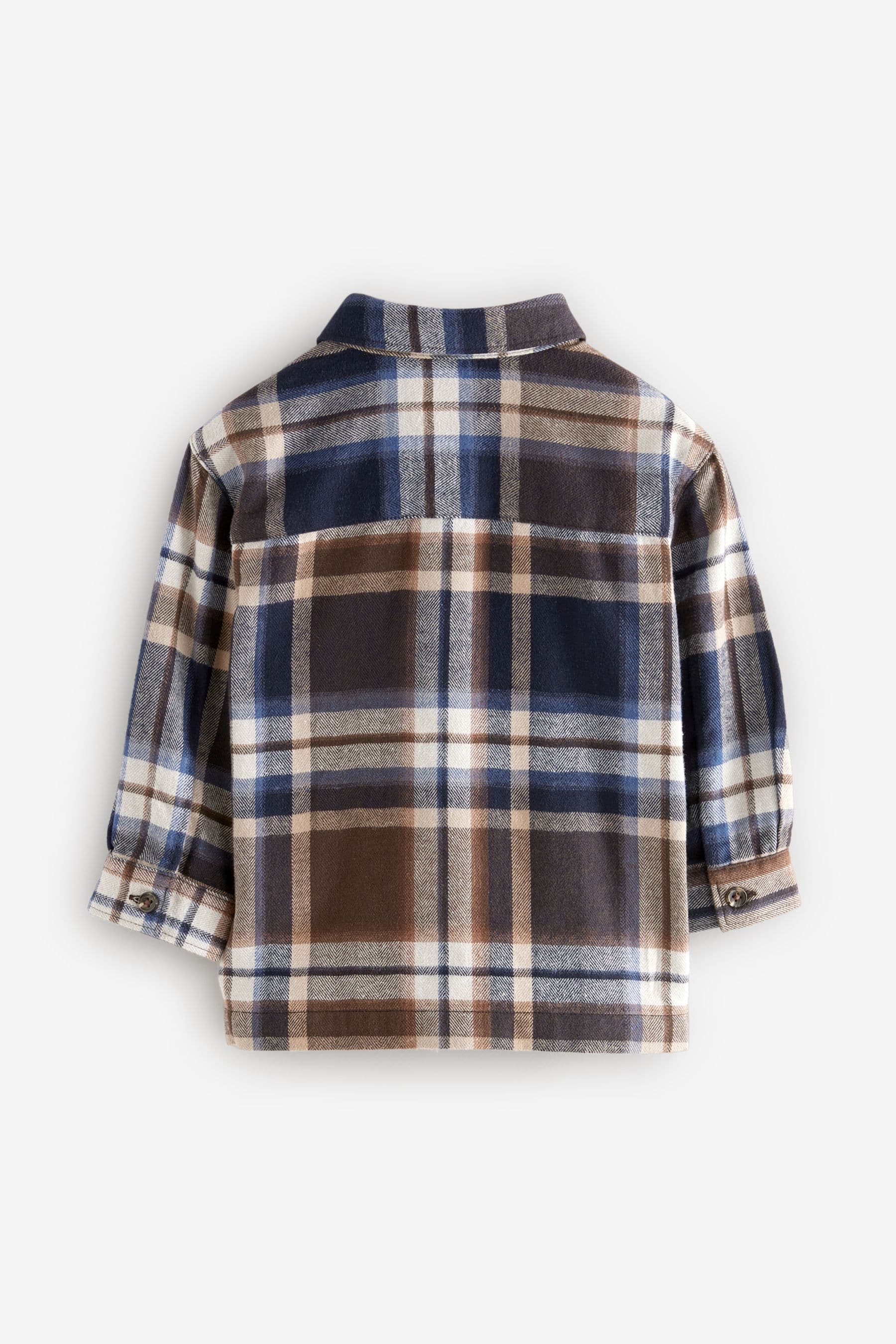 Navy/Brown Check Shirt Long Sleeve Check 100% Cotton Shirt (3mths-7yrs)