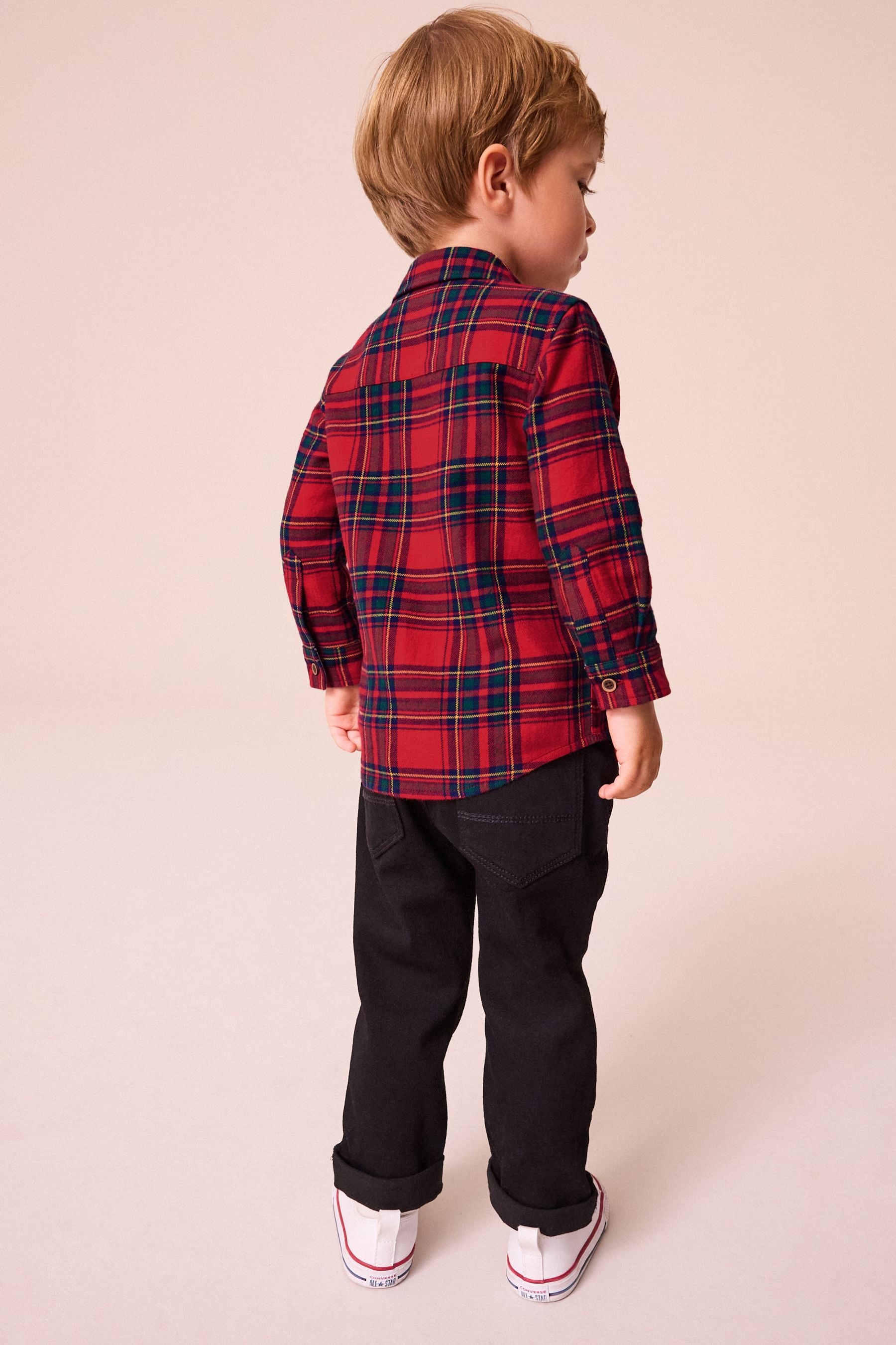 Red tartan Character Long Sleeve Check 100% Cotton Shirt (3mths-7yrs)