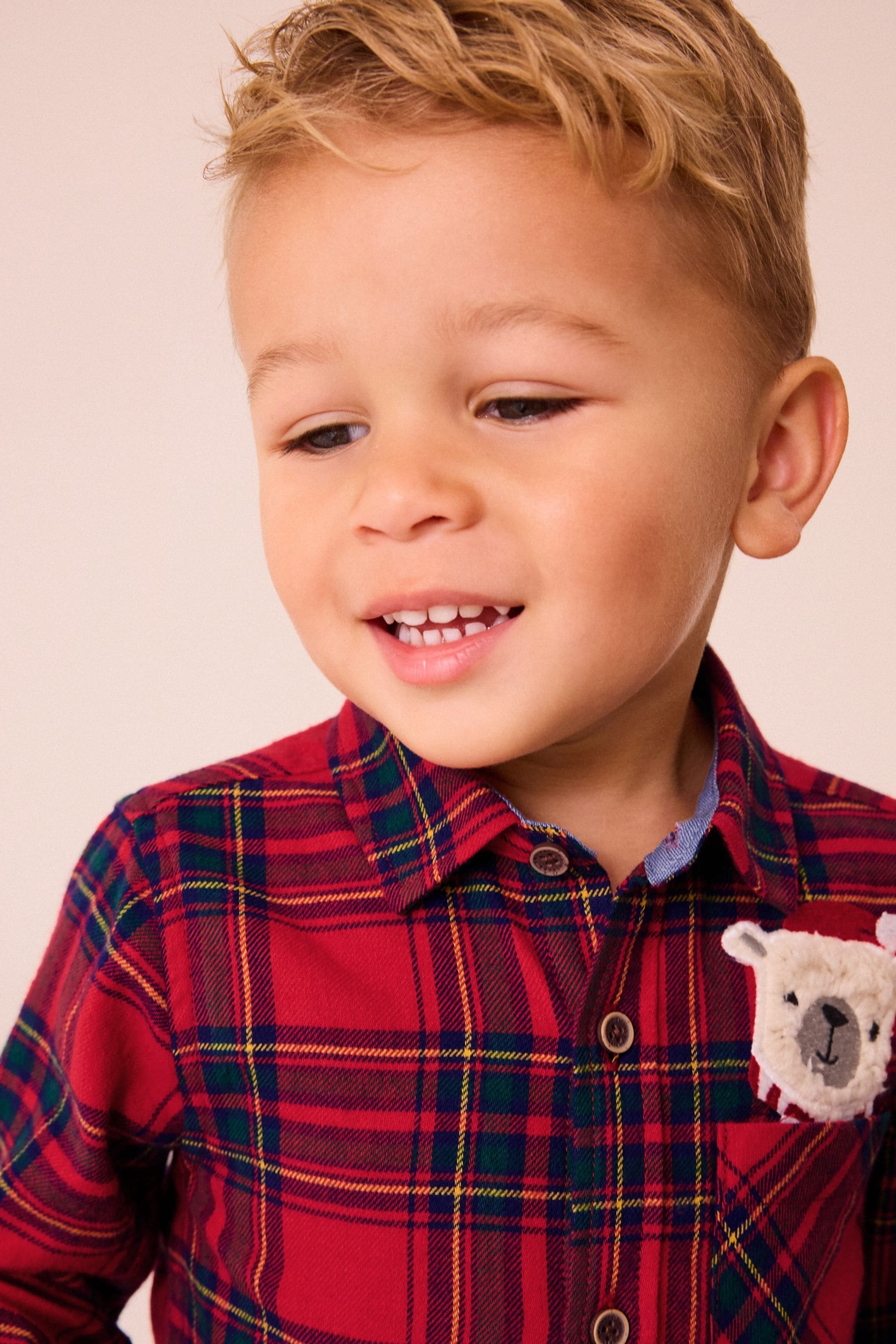 Red tartan Character Long Sleeve Check 100% Cotton Shirt (3mths-7yrs)