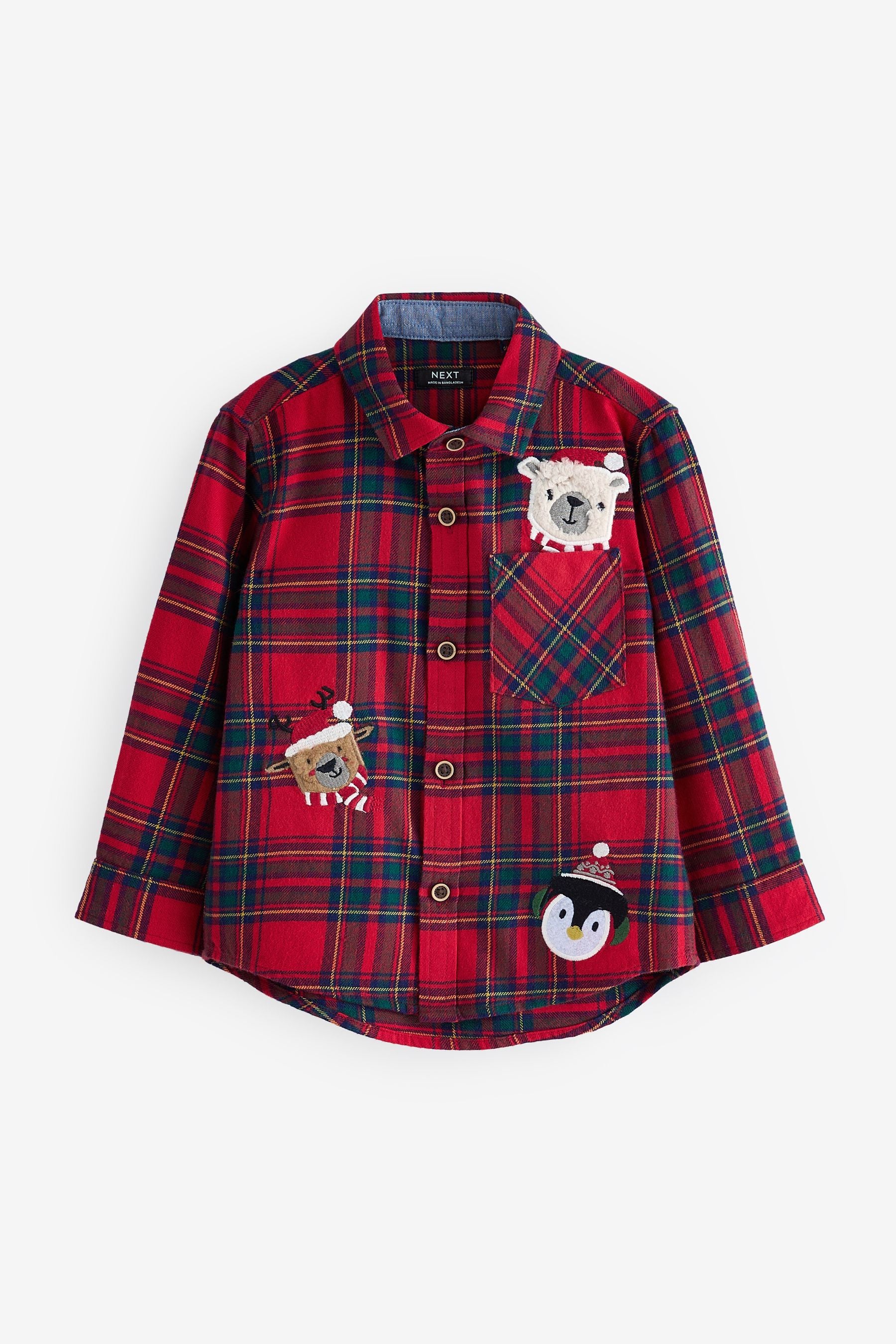 Red tartan Character Long Sleeve Check 100% Cotton Shirt (3mths-7yrs)