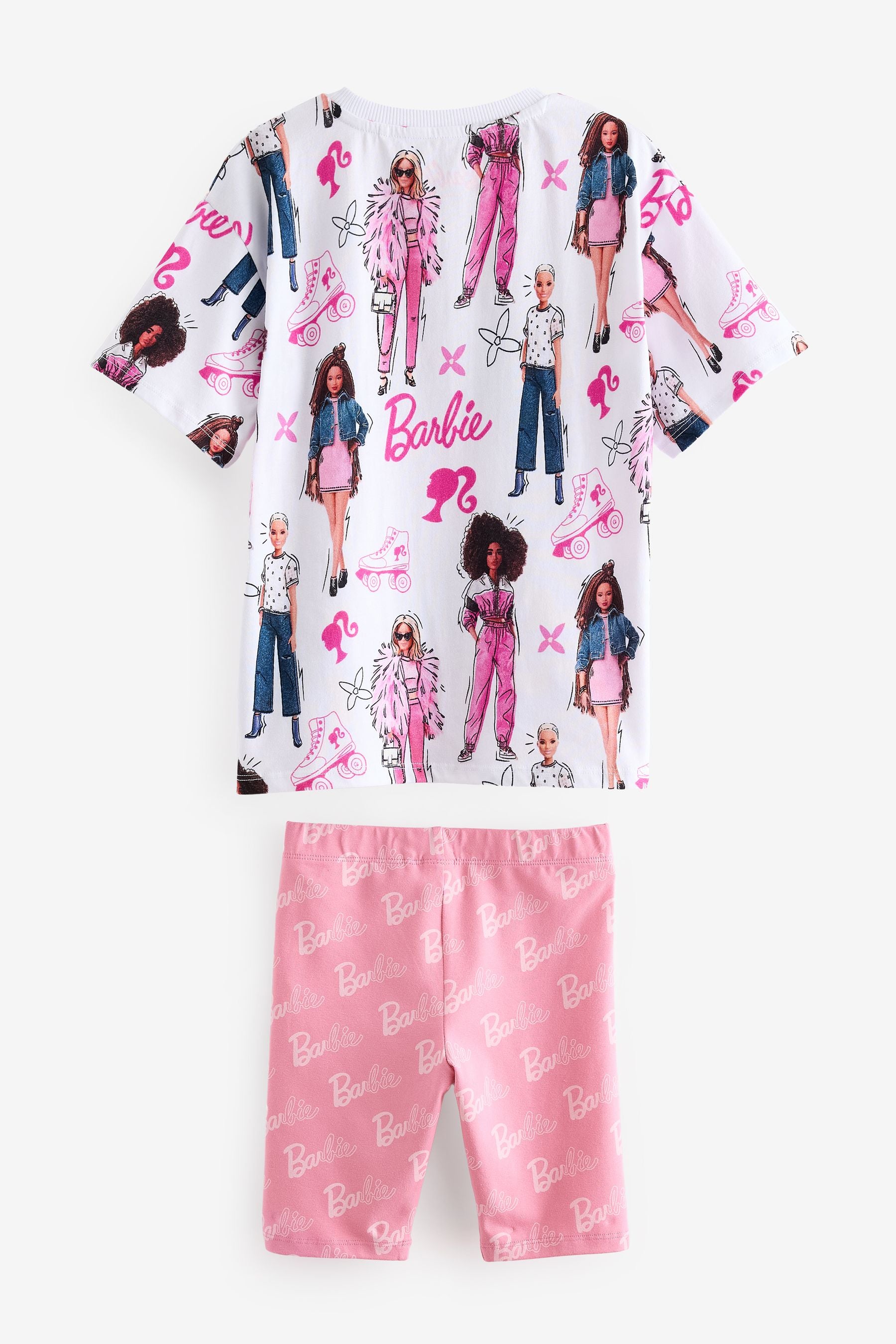 White/Pink Barbie License Short Pyjamas (9mths-16yrs)