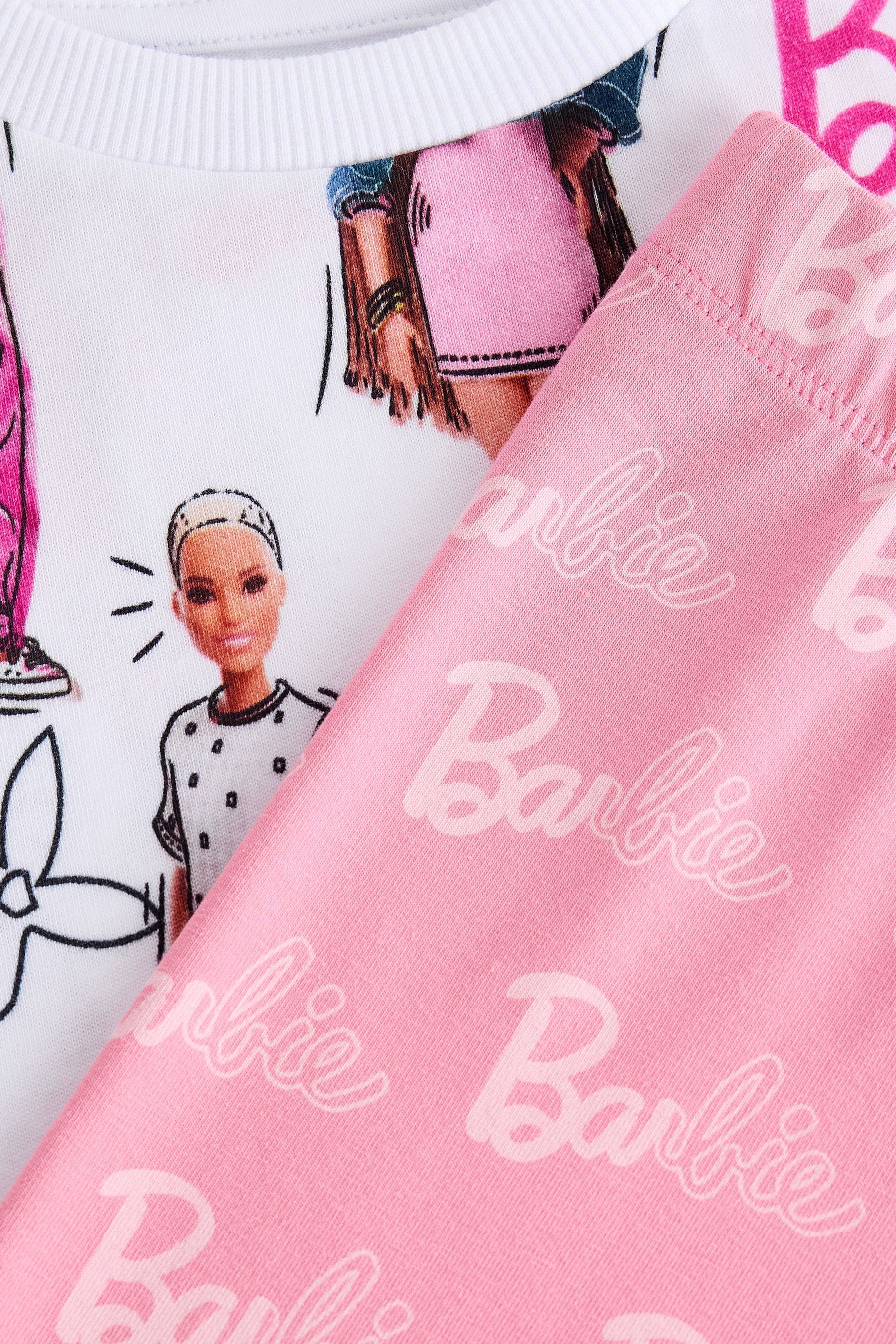 White/Pink Barbie License Short Pyjamas (9mths-16yrs)