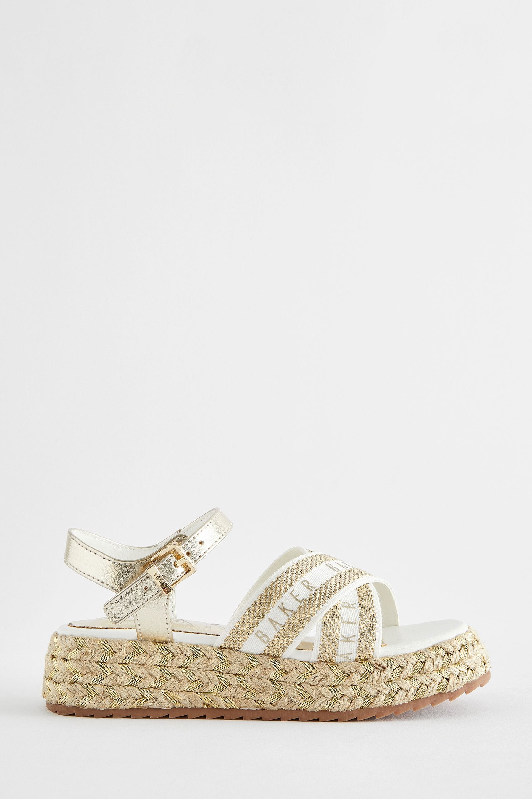 Gold Baker by Ted Baker Girls Woven and Metallic Wedge Sandals