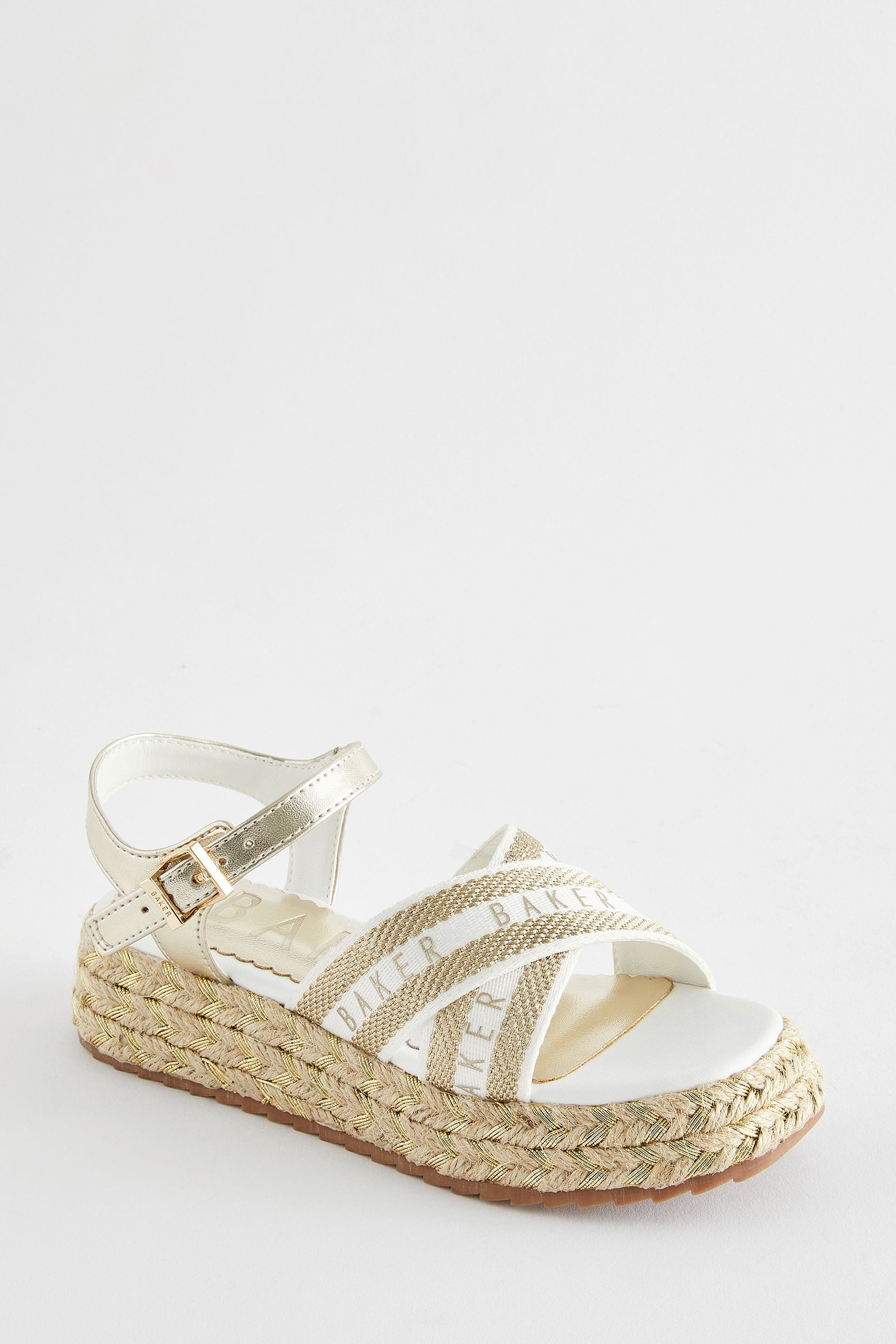 Gold Baker by Ted Baker Girls Woven and Metallic Wedge Sandals