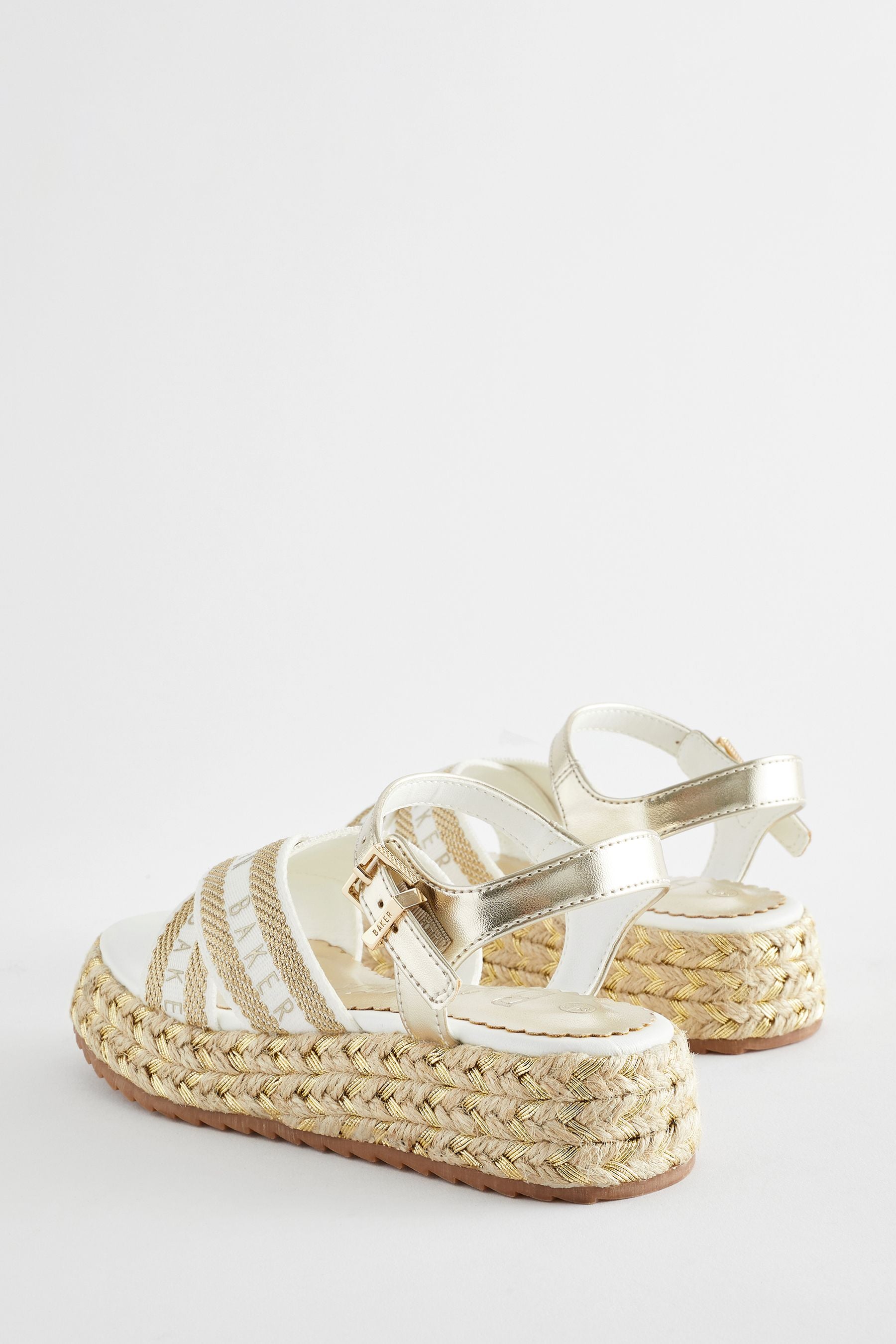 Gold Baker by Ted Baker Girls Woven and Metallic Wedge Sandals